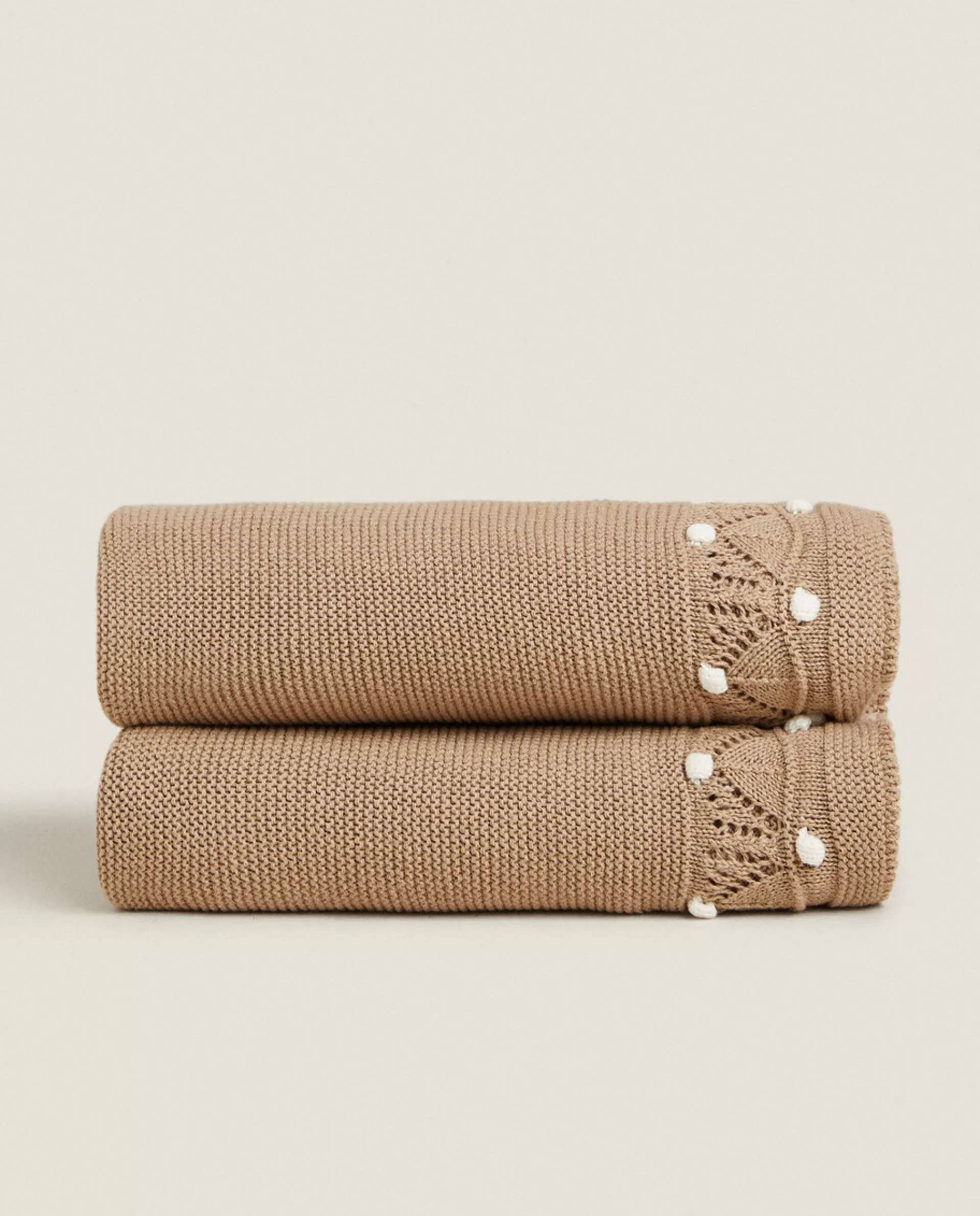 ZARA Home Knit Blanket With Border Brown Flash Sale