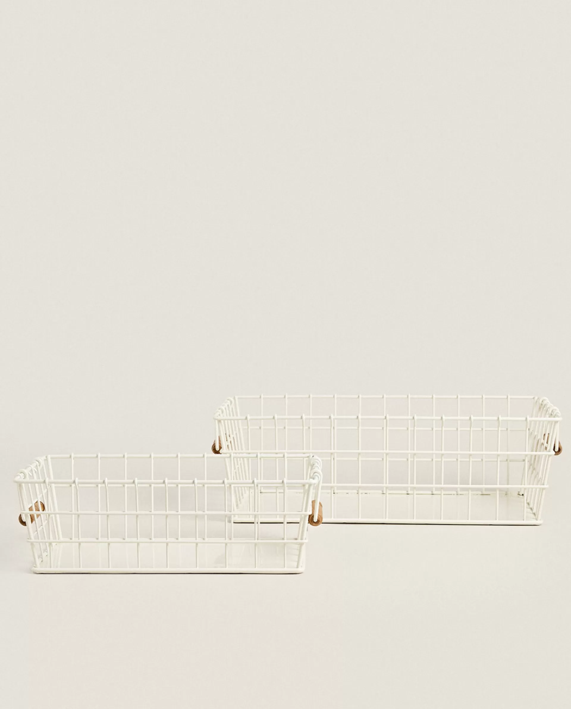 ZARA Home Lacquered Metal Basket Cream Flash Sale