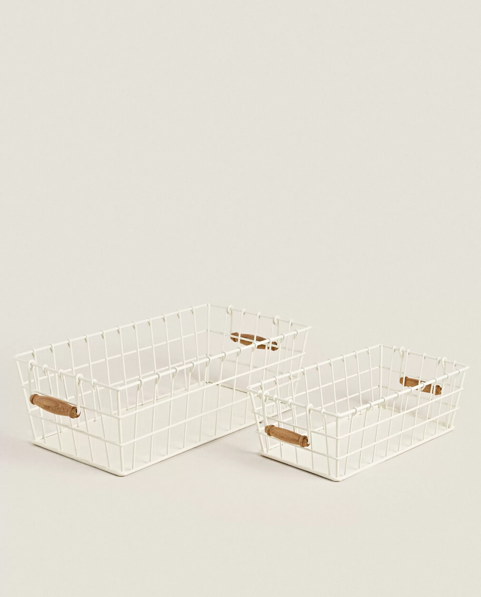 ZARA Home Lacquered Metal Basket Cream Flash Sale