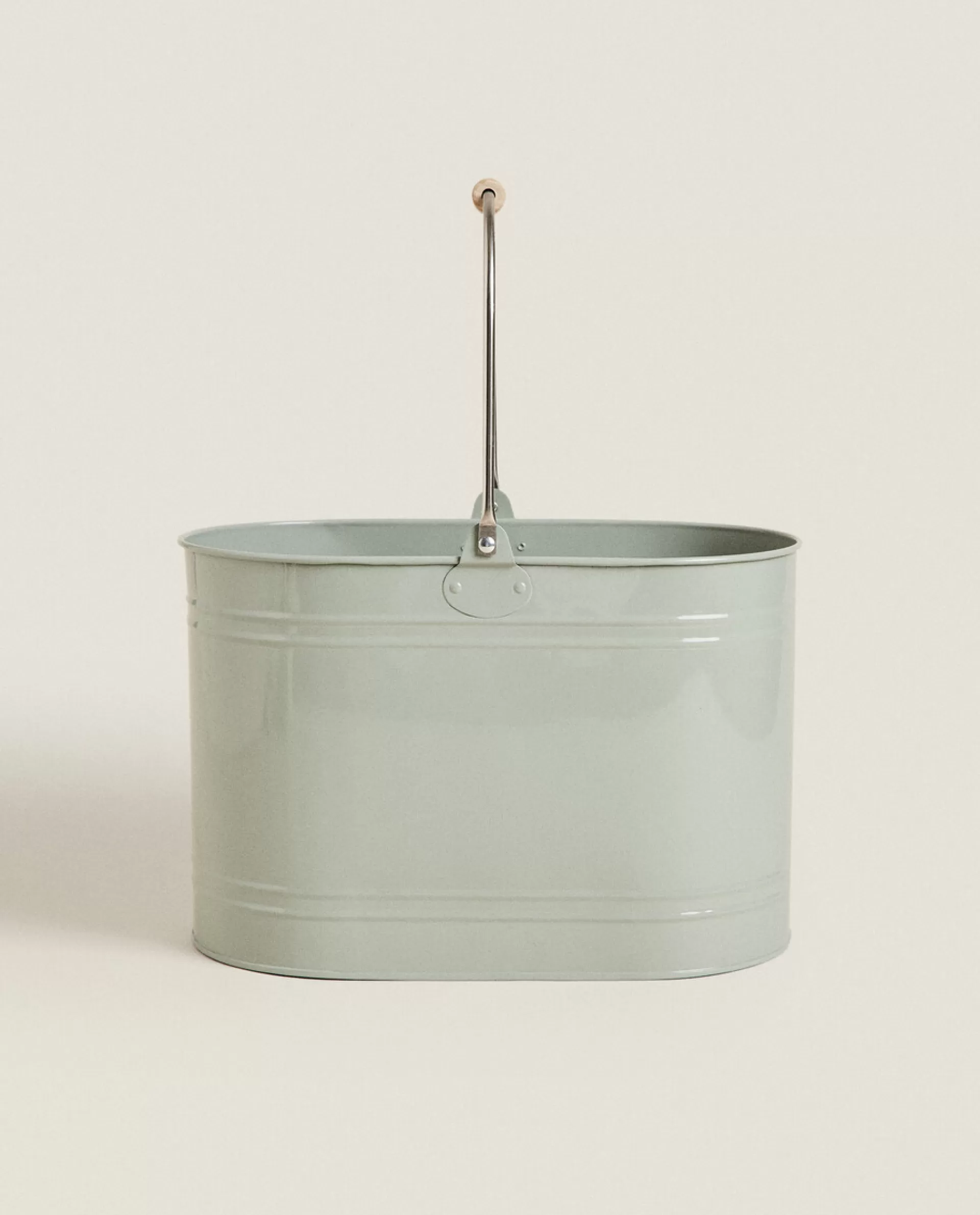 ZARA Home Lacquered Steel Bucket Green Cheap