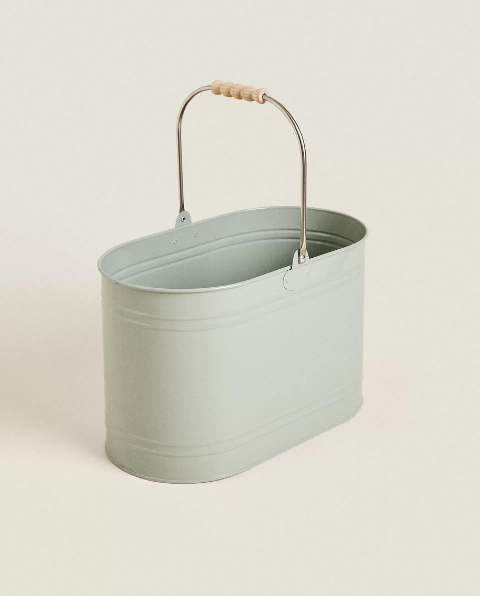 ZARA Home Lacquered Steel Bucket Green Cheap