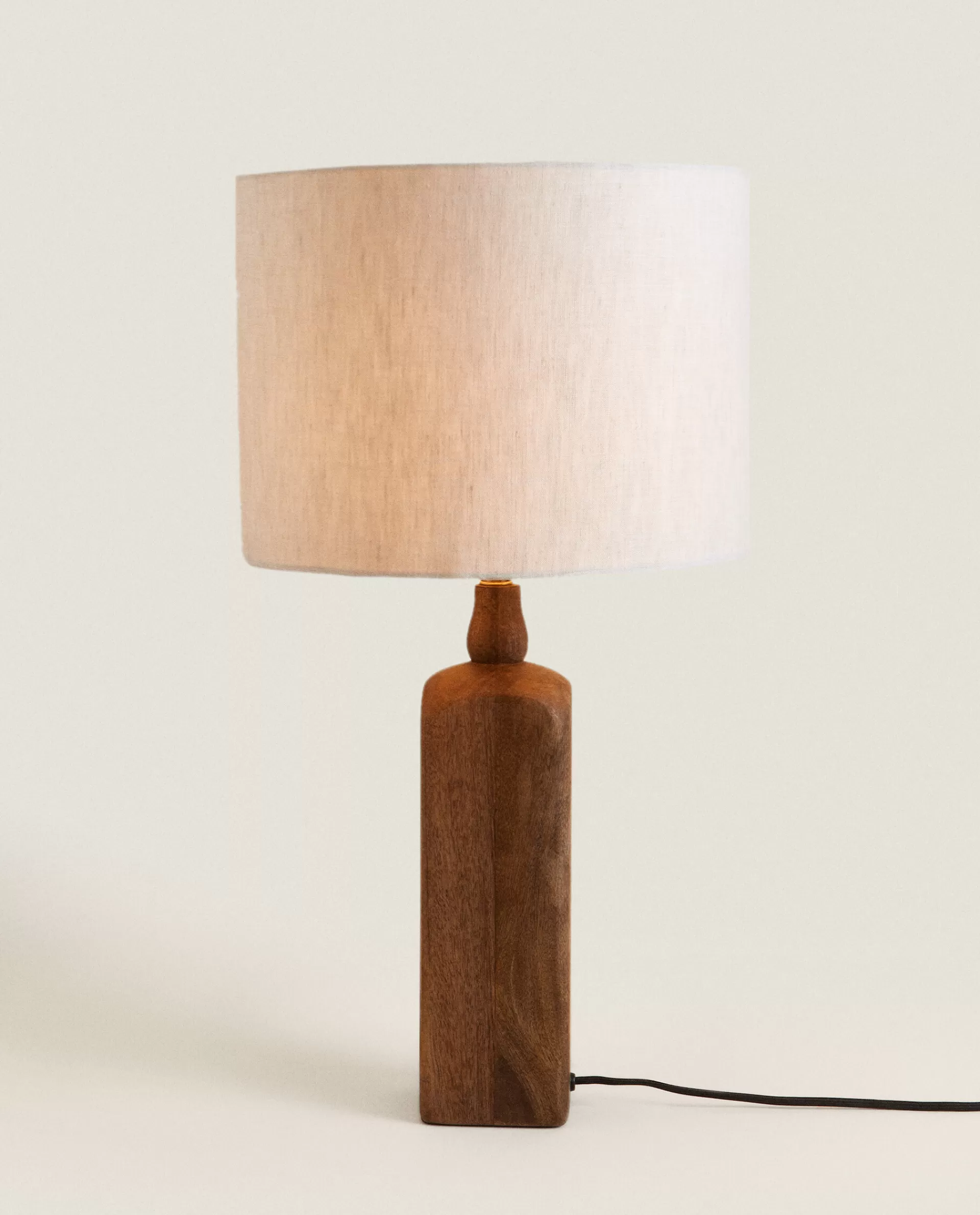 ZARA Home Lamp With Wooden Base Natural Colour Fashion