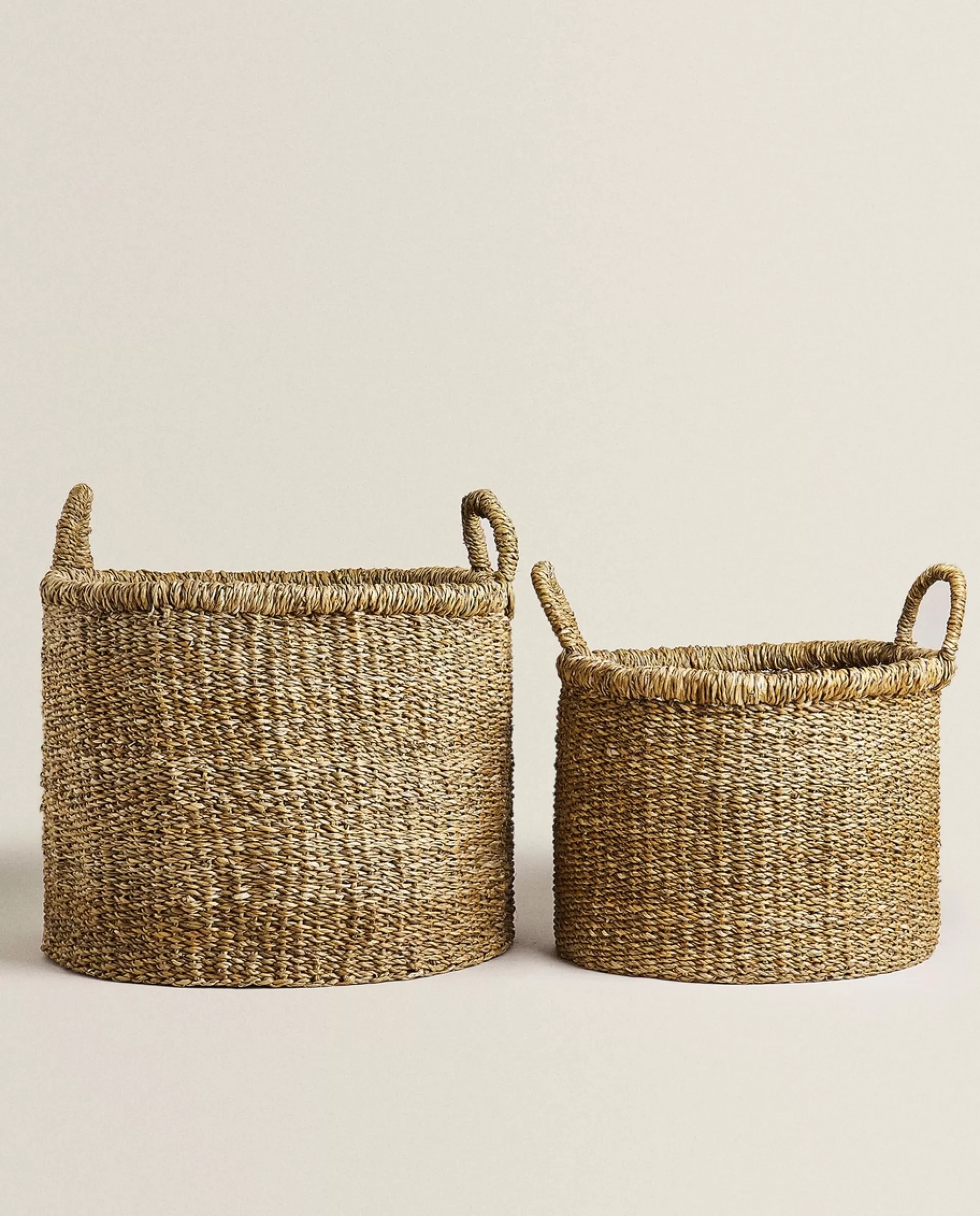 ZARA Home Large Seagrass Basket With Handles Brown New