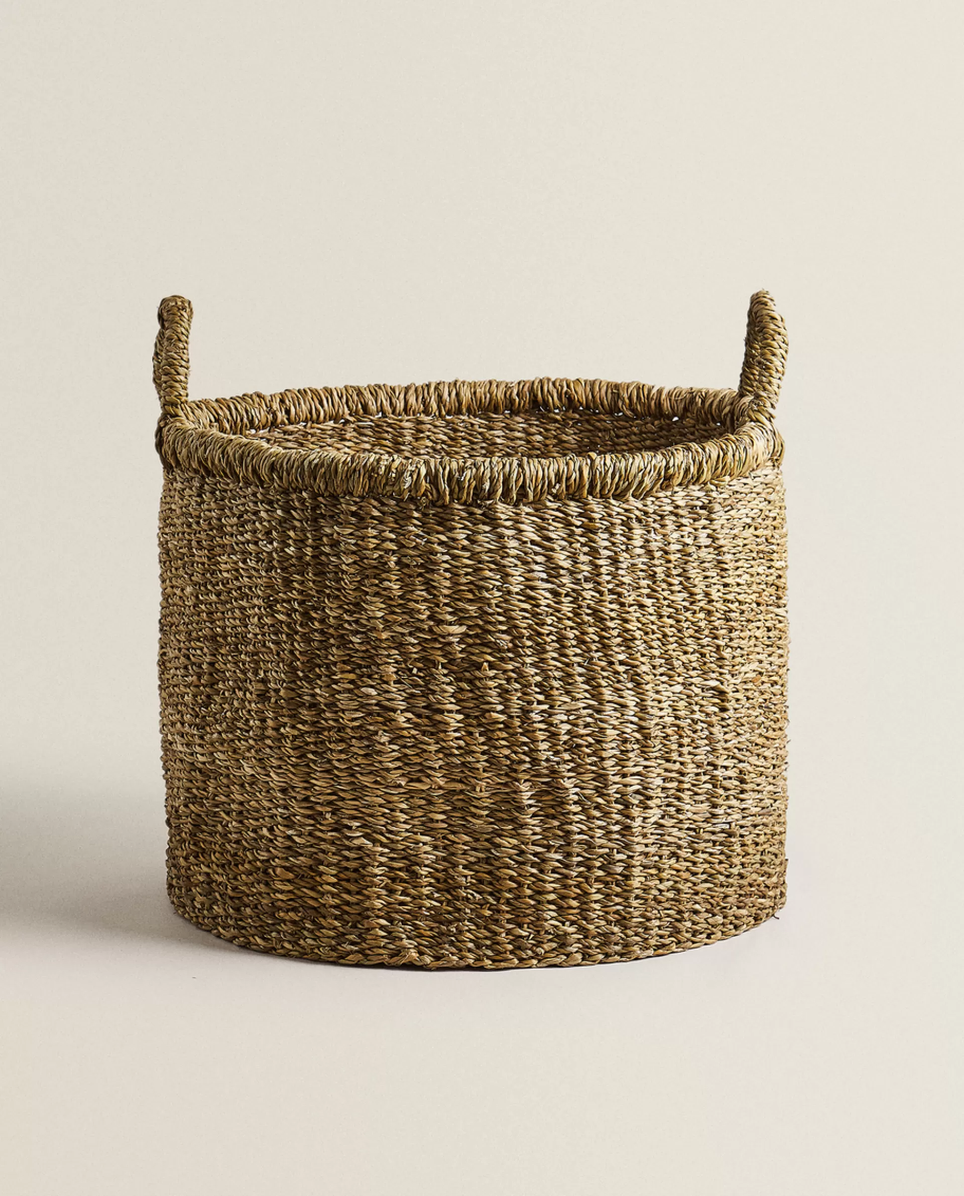 ZARA Home Large Seagrass Basket With Handles Brown New