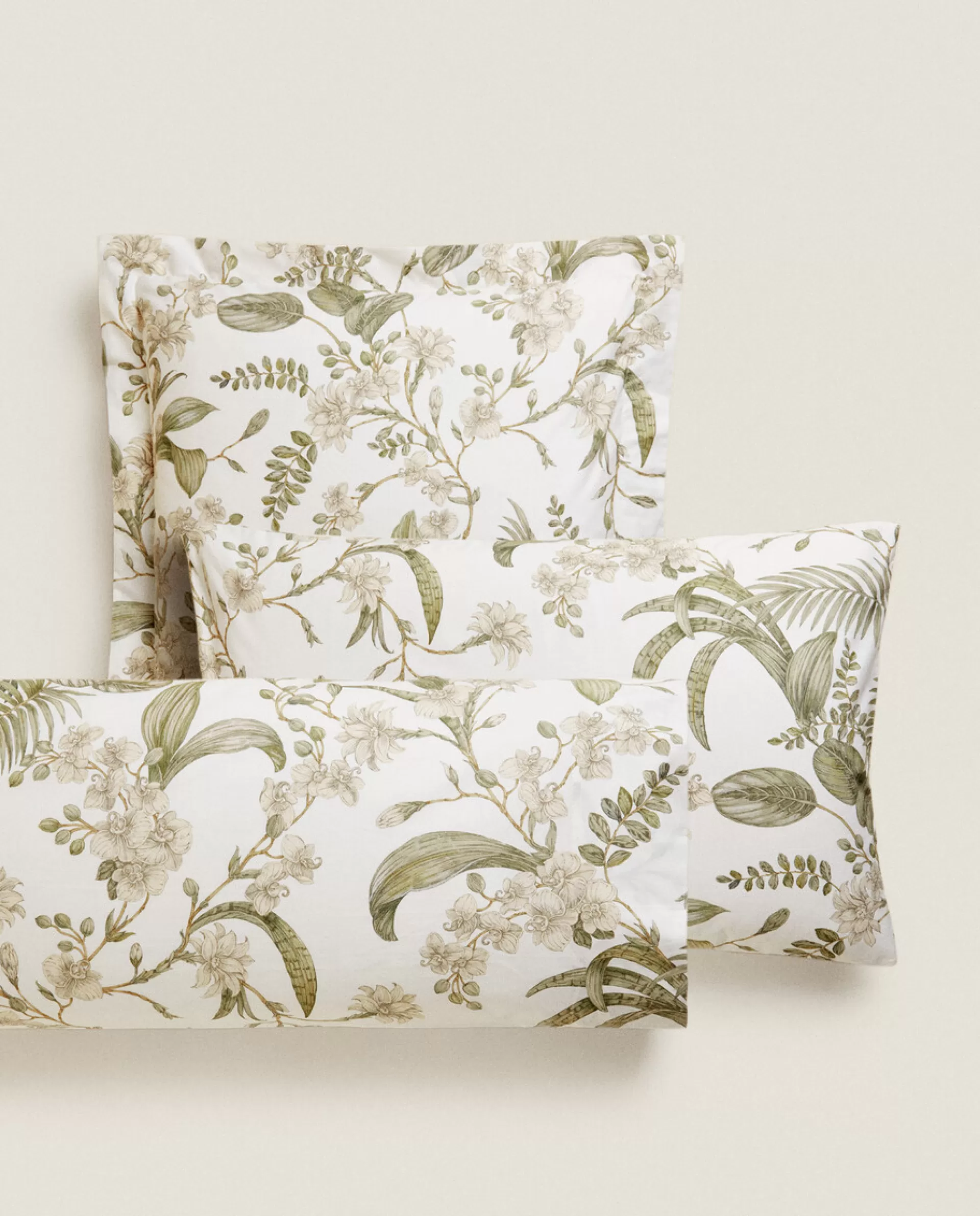 ZARA Home Leaf Print Pillowcase Cream Best