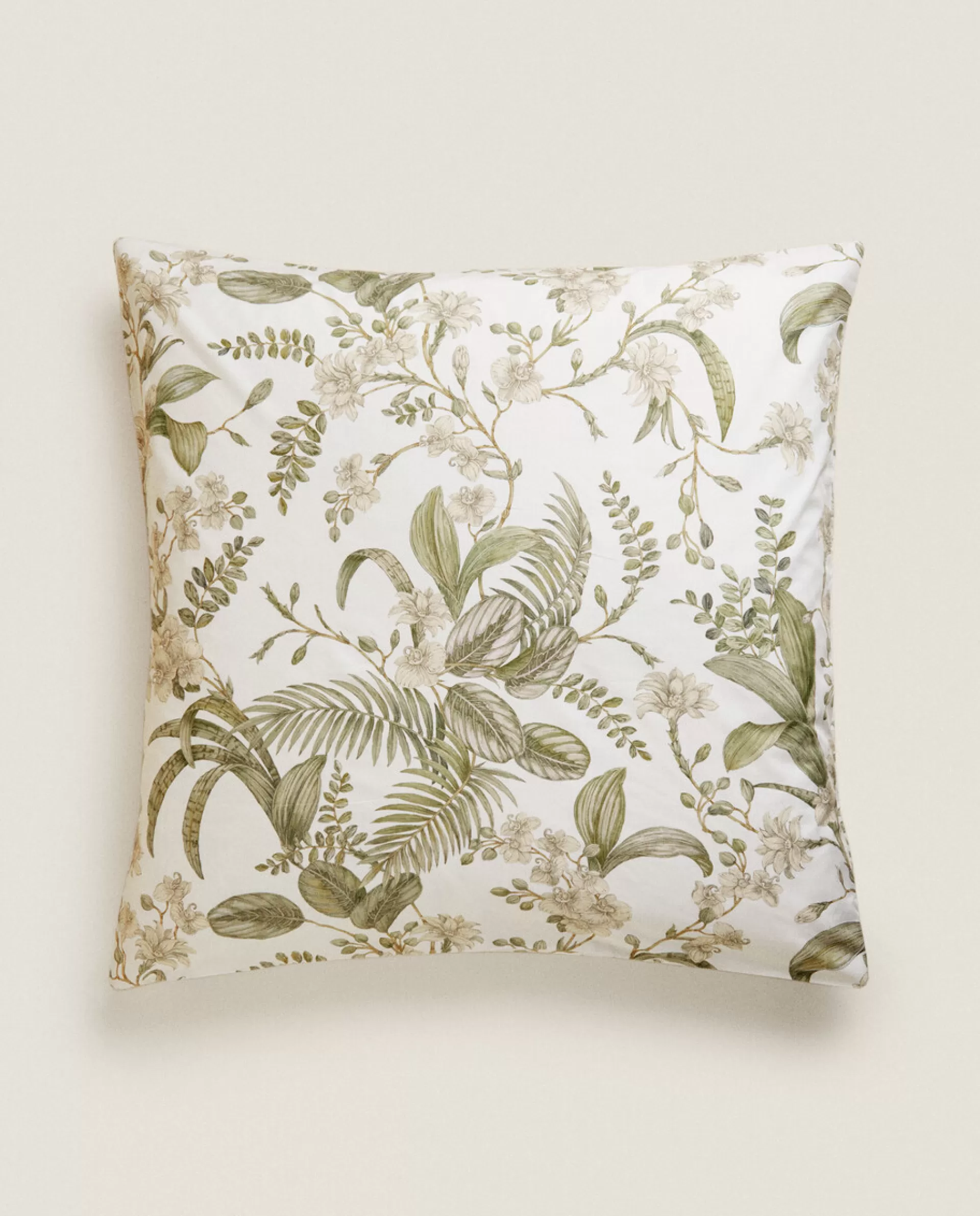 ZARA Home Leaf Print Pillowcase Cream Best