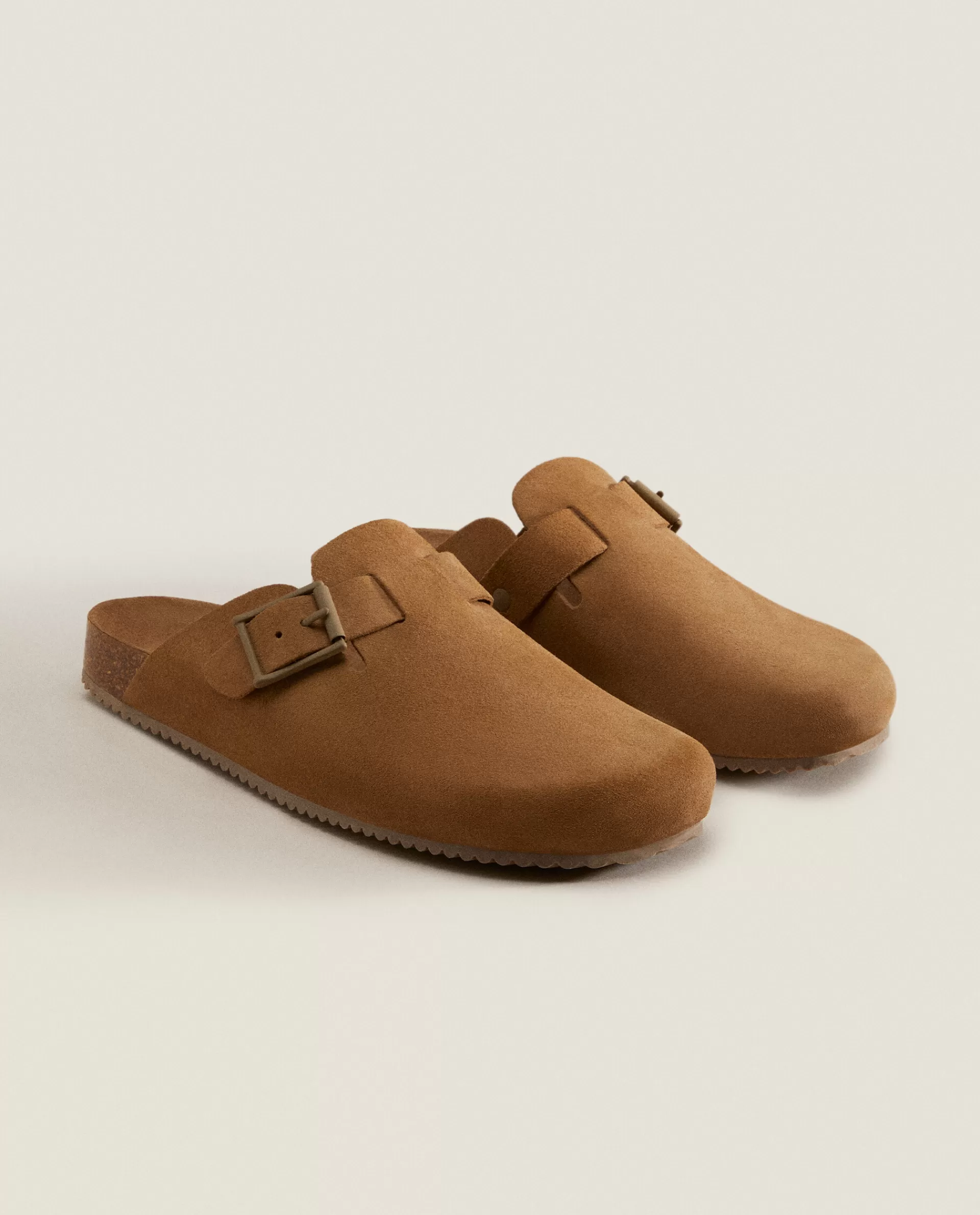 ZARA Home Leather Clogs With Buckle Mole Cheap