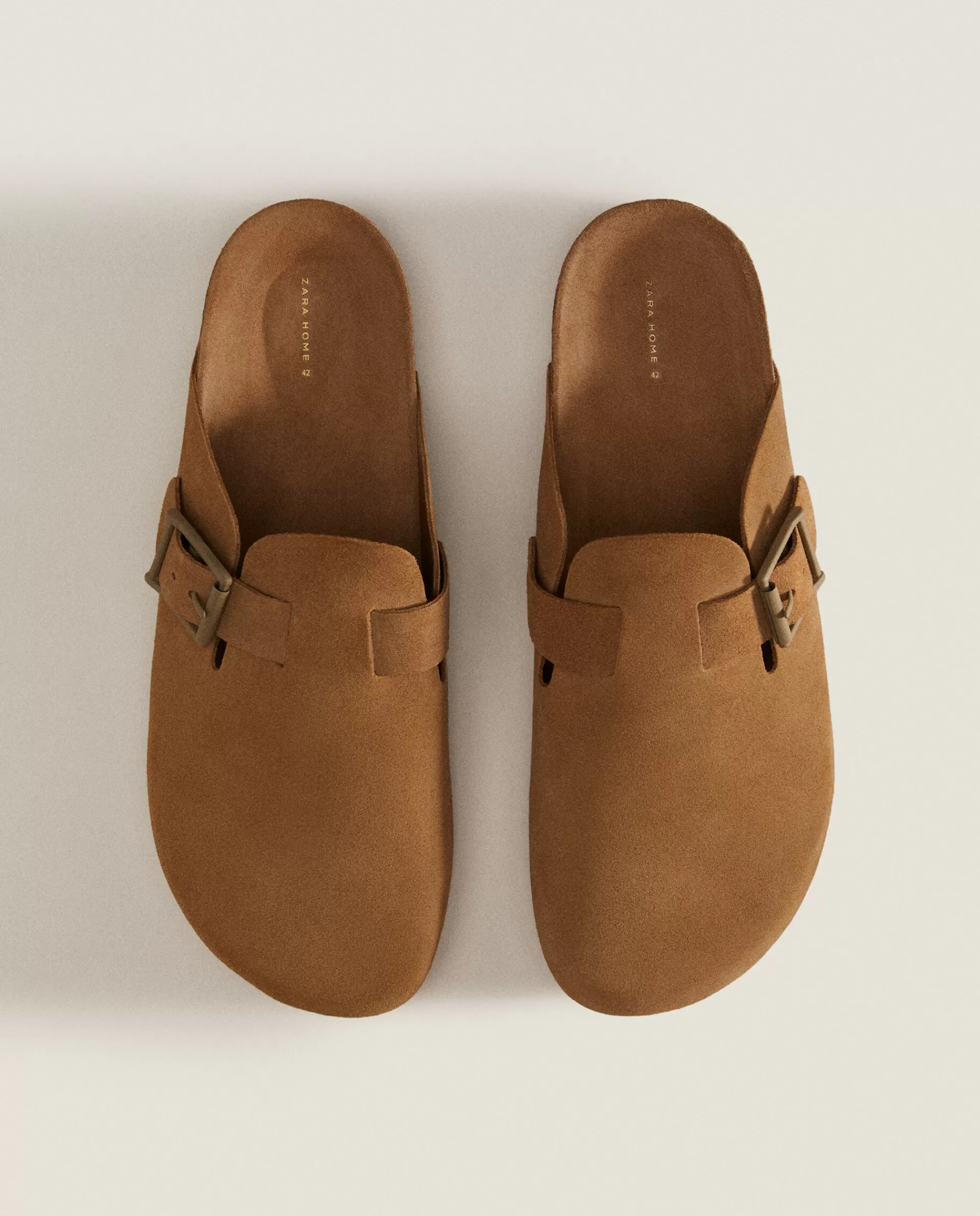 ZARA Home Leather Clogs With Buckle Mole Cheap