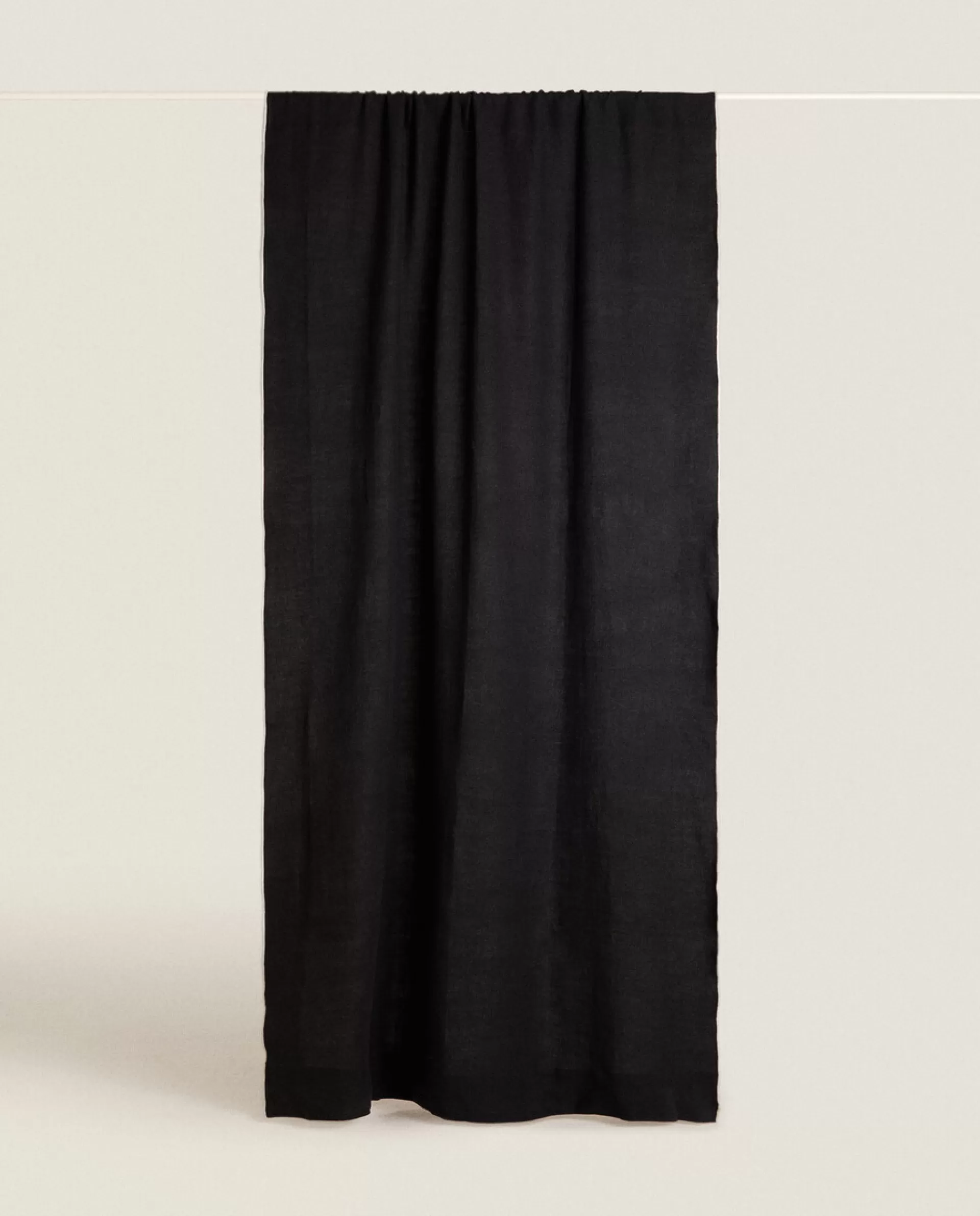 ZARA Home Linen Overlock Curtain Black New
