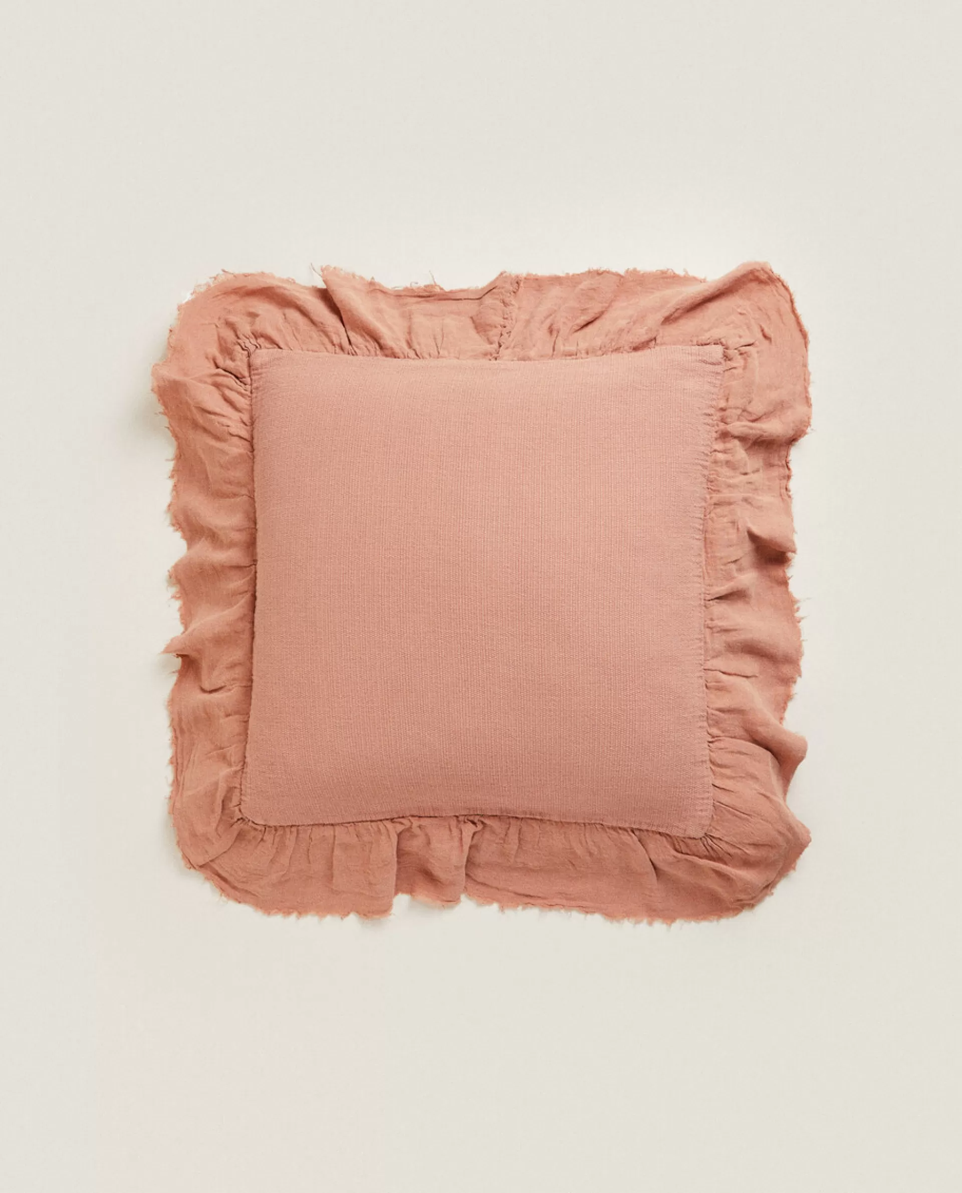 ZARA Home Linen Ruffle Throw Pillow Cover Pink Fashion