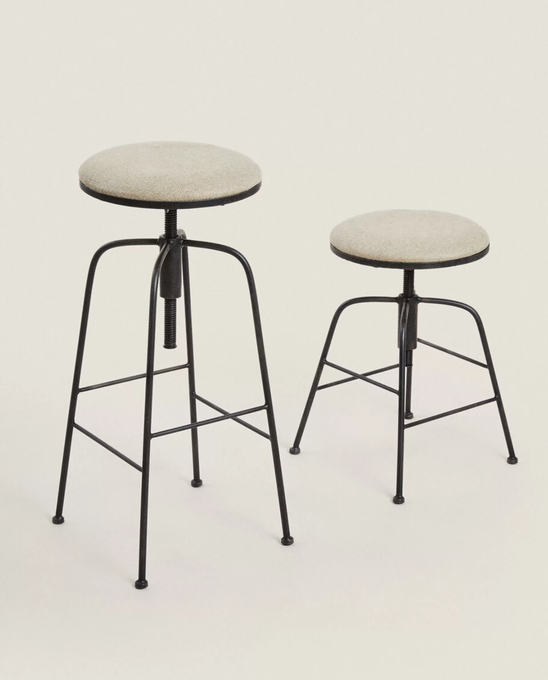 ZARA Home Linen Swivel Stool Black/Ecru Shop