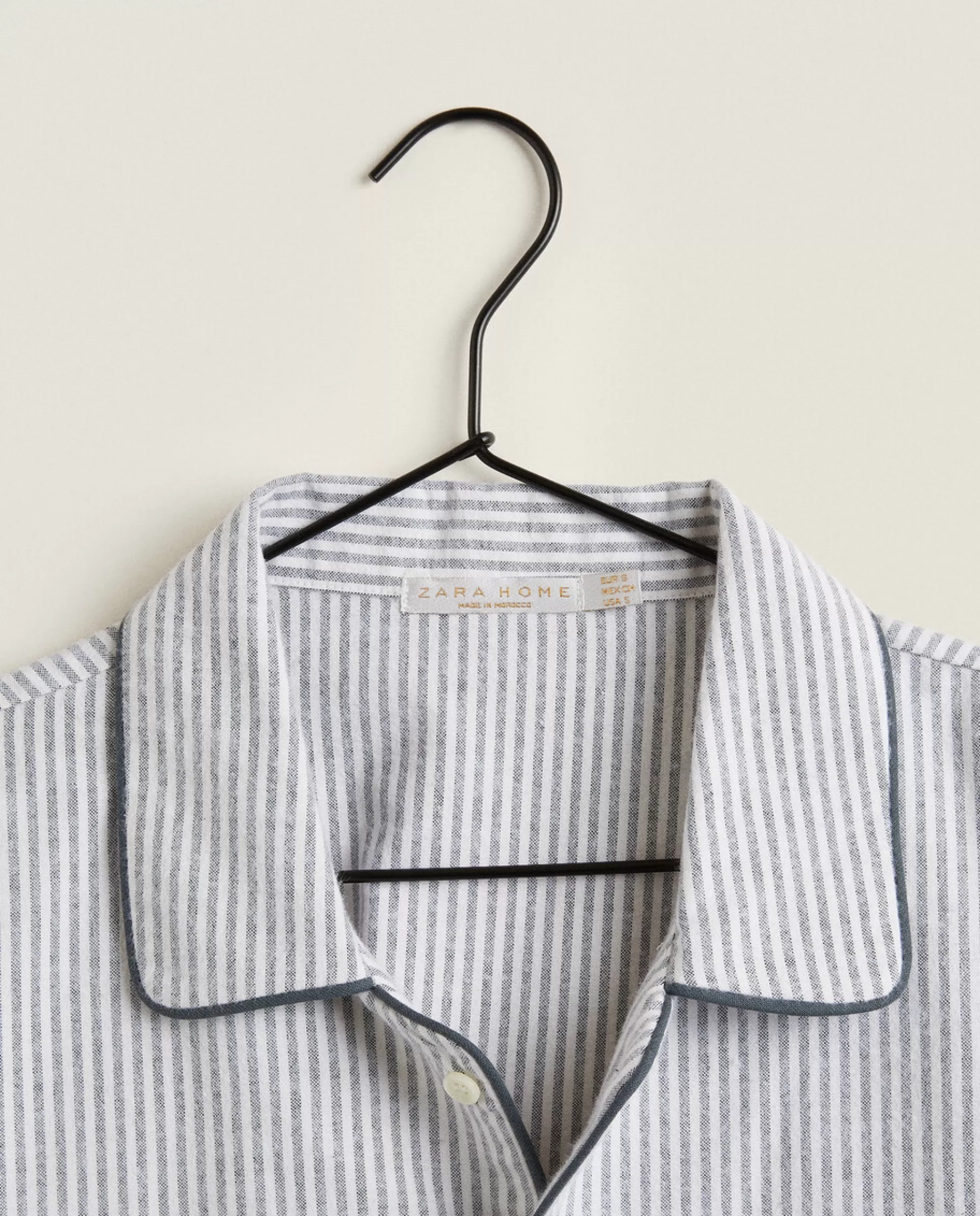 ZARA Home Men'S Striped Flannel Pyjama Top Grey Online