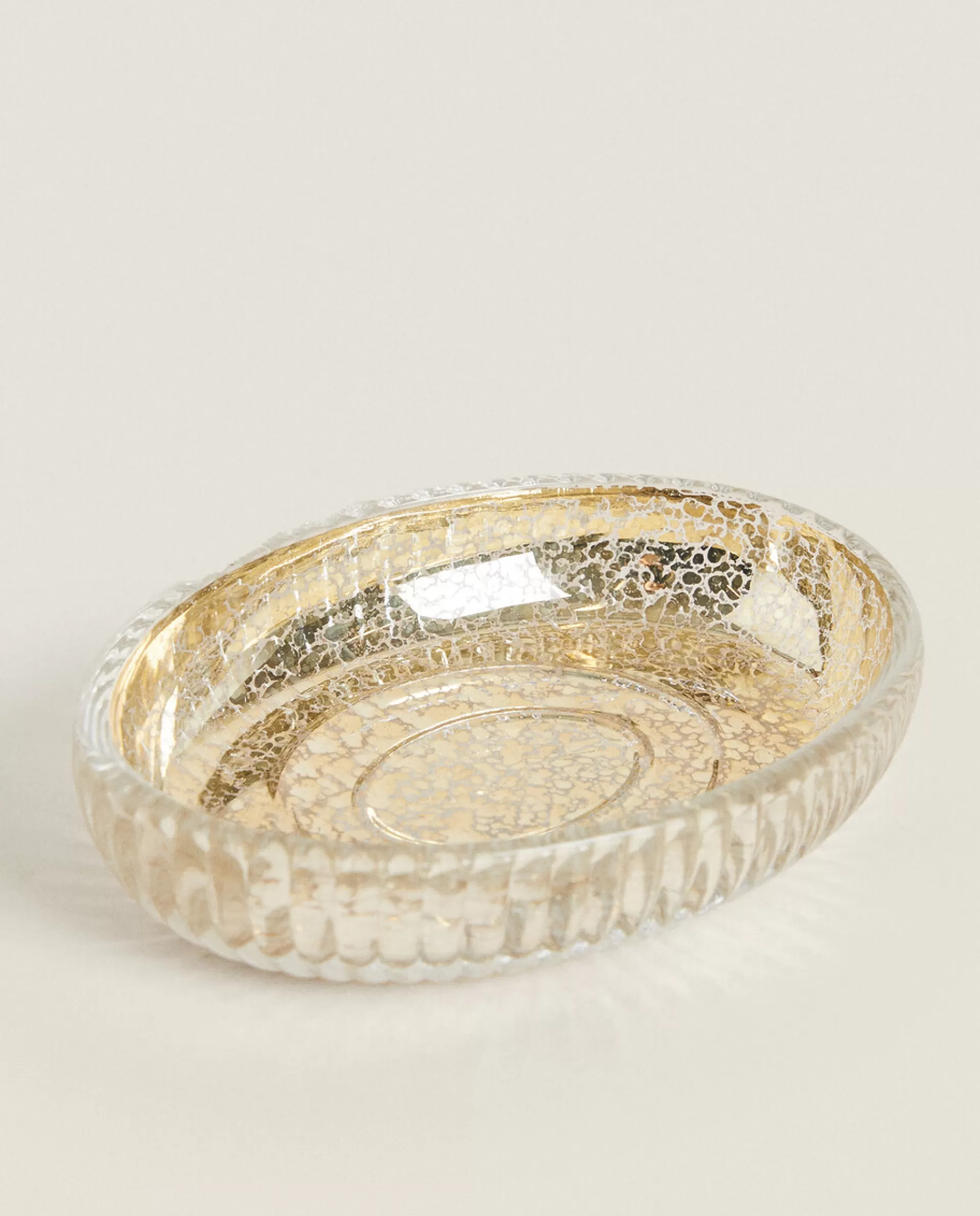 ZARA Home Mercurized Glass Soap Dish Golden Flash Sale