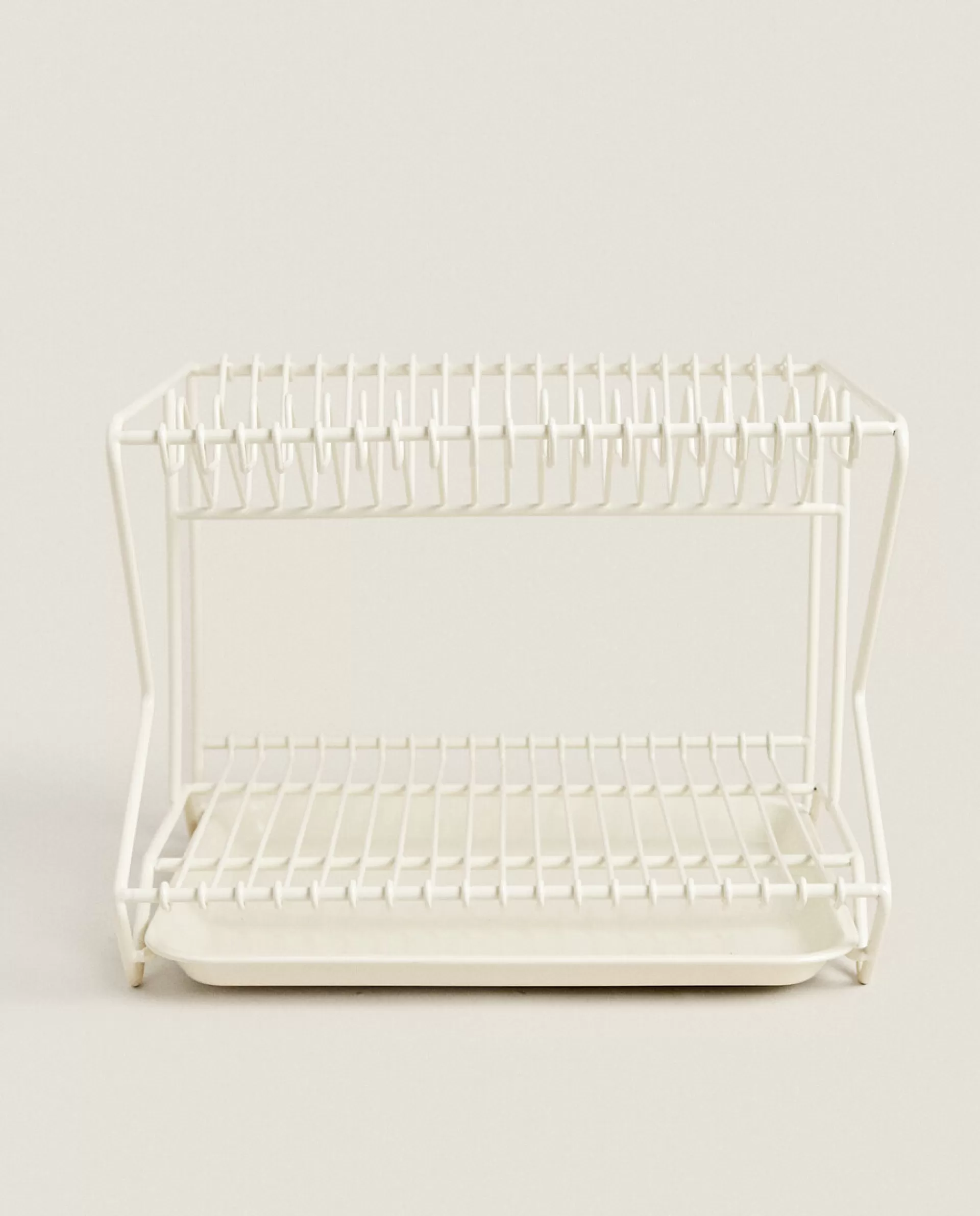 ZARA Home Metal Dish Rack With Tray Cream Fashion