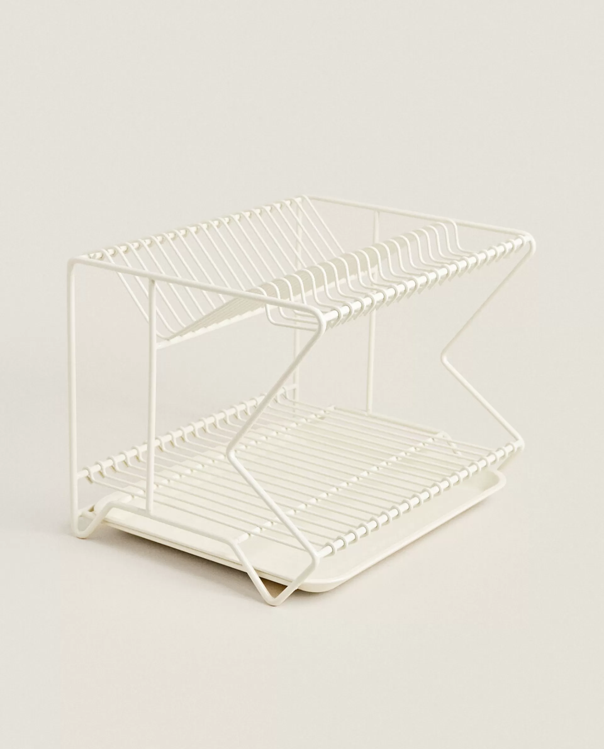 ZARA Home Metal Dish Rack With Tray Cream Fashion
