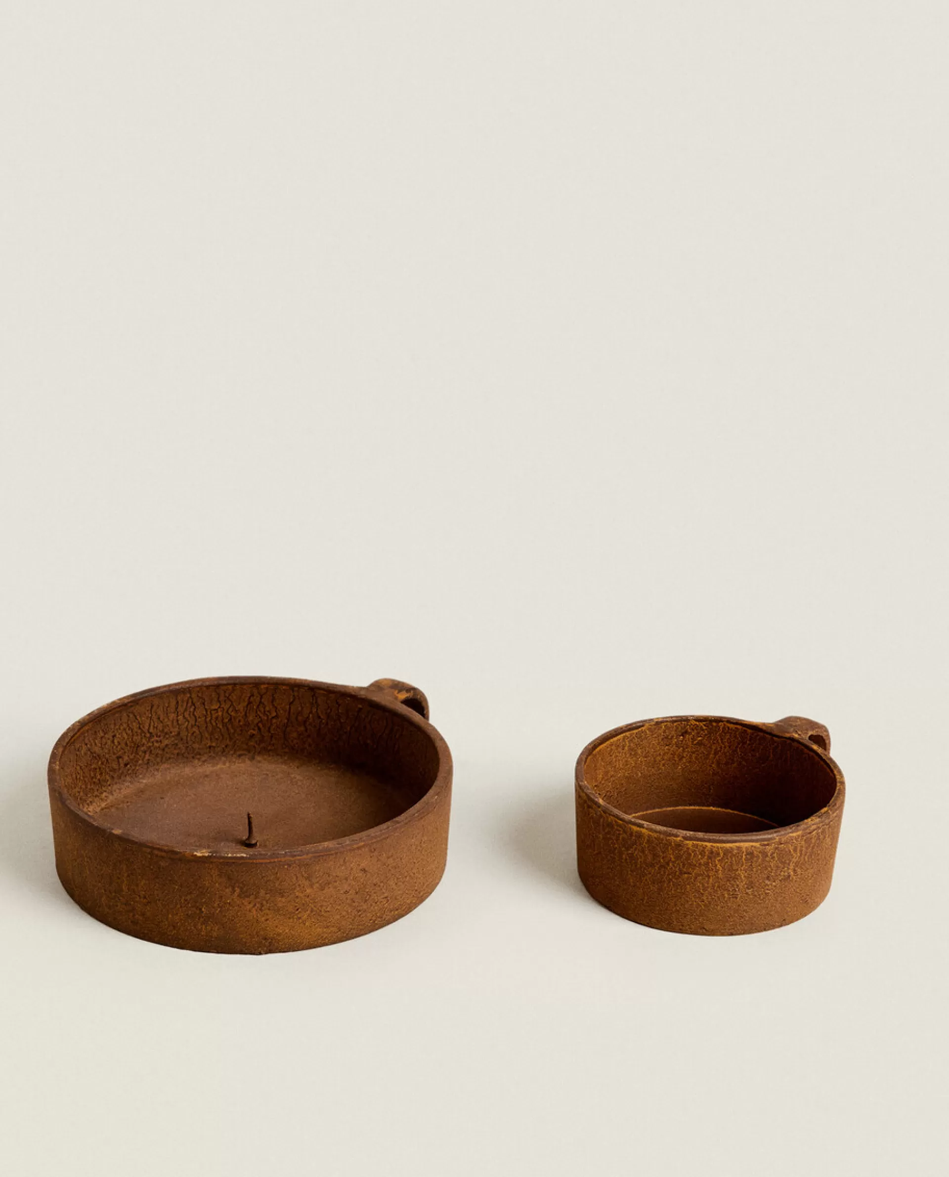 ZARA Home Metal-Based Tealight Holder Brown New