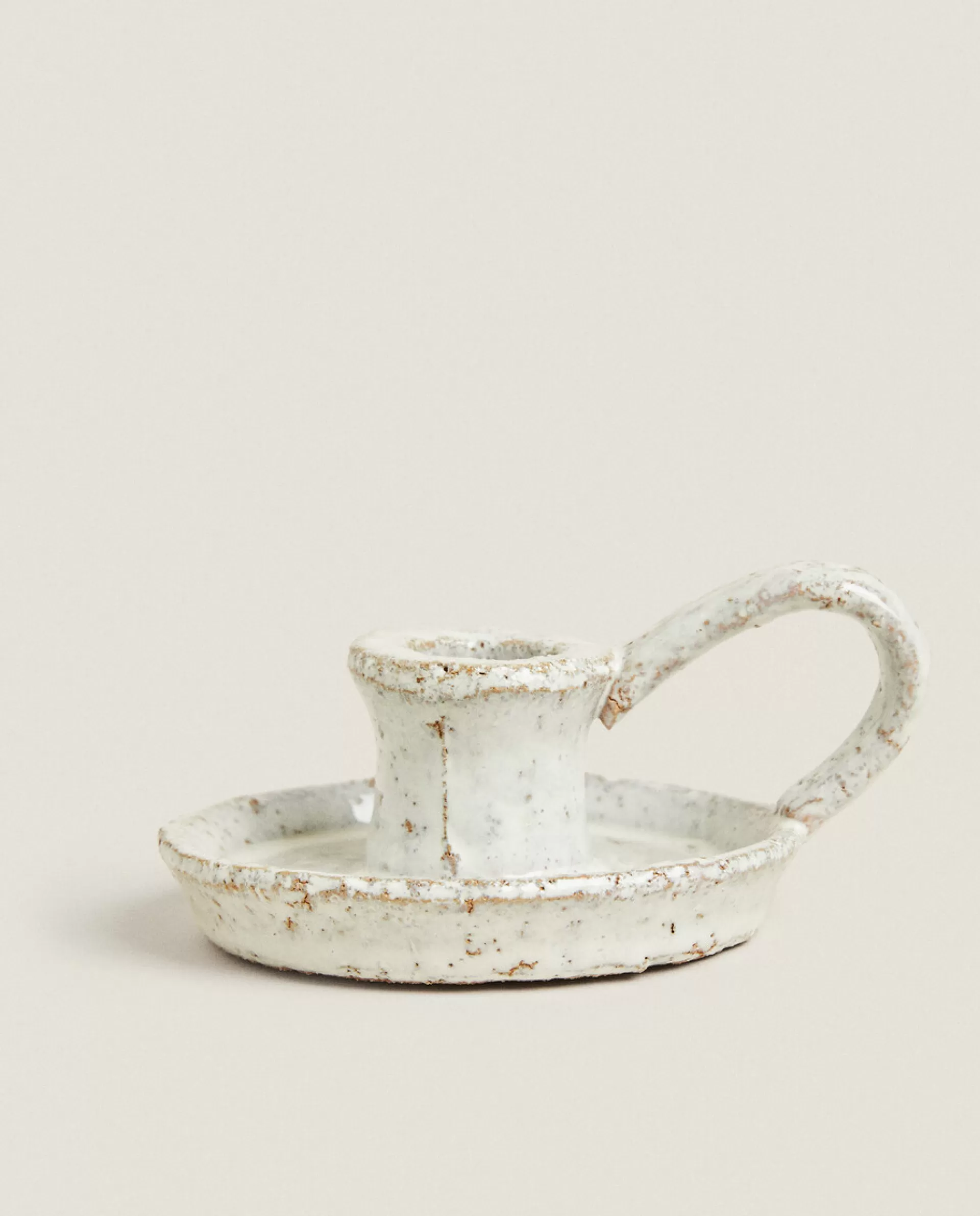 ZARA Home Mini Clay Candlestick Grey Flash Sale