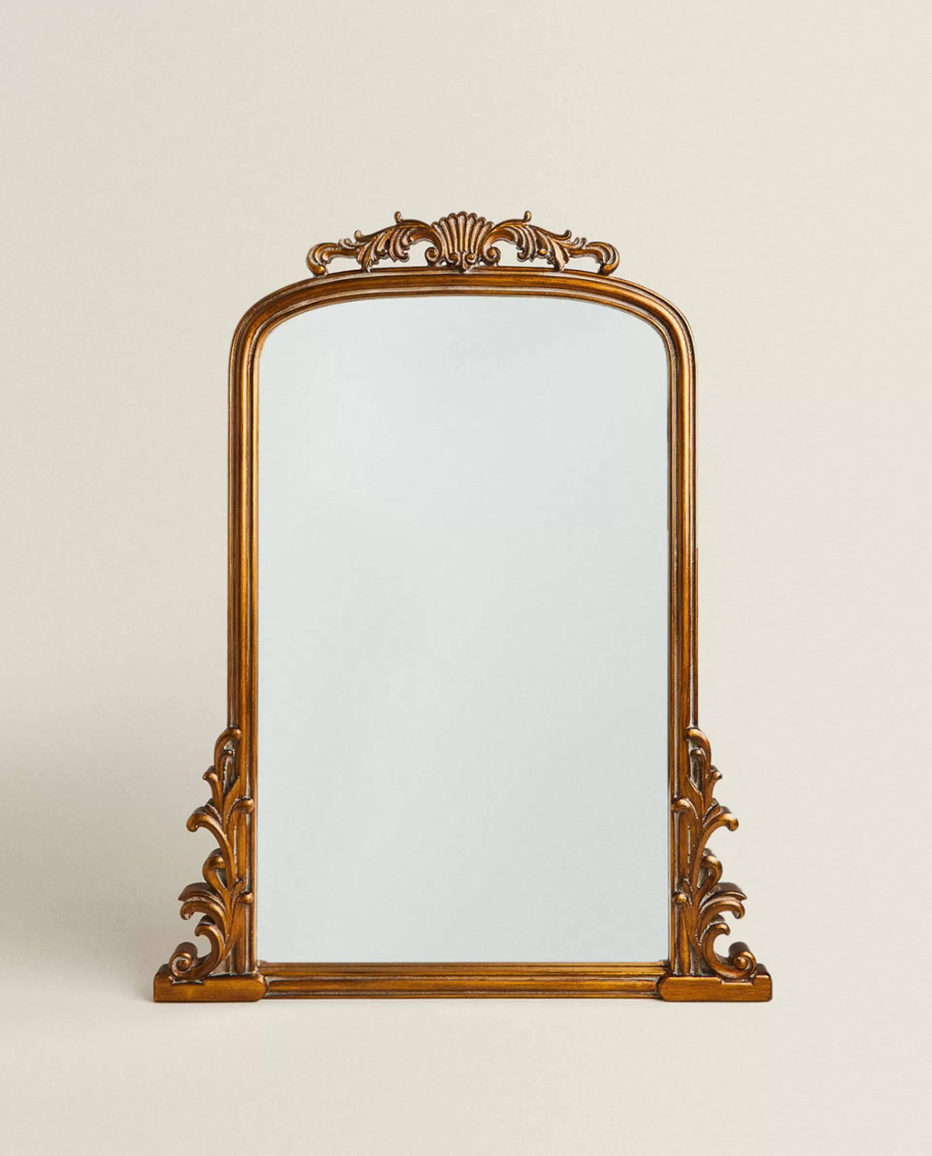 ZARA Home Mirror With Wood Golden Discount