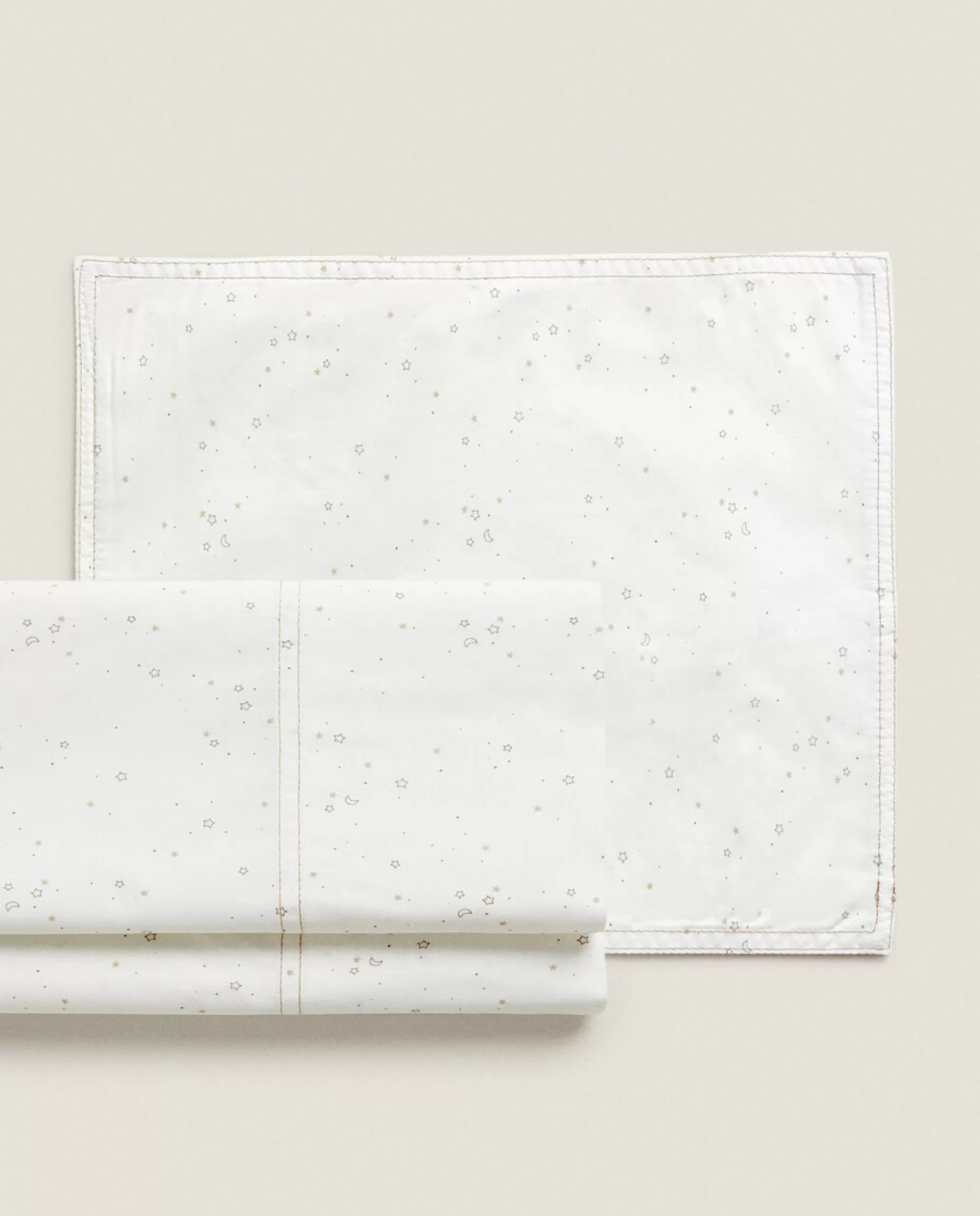 ZARA Home Moon And Star Flat Sheet Set Taupe Best Sale