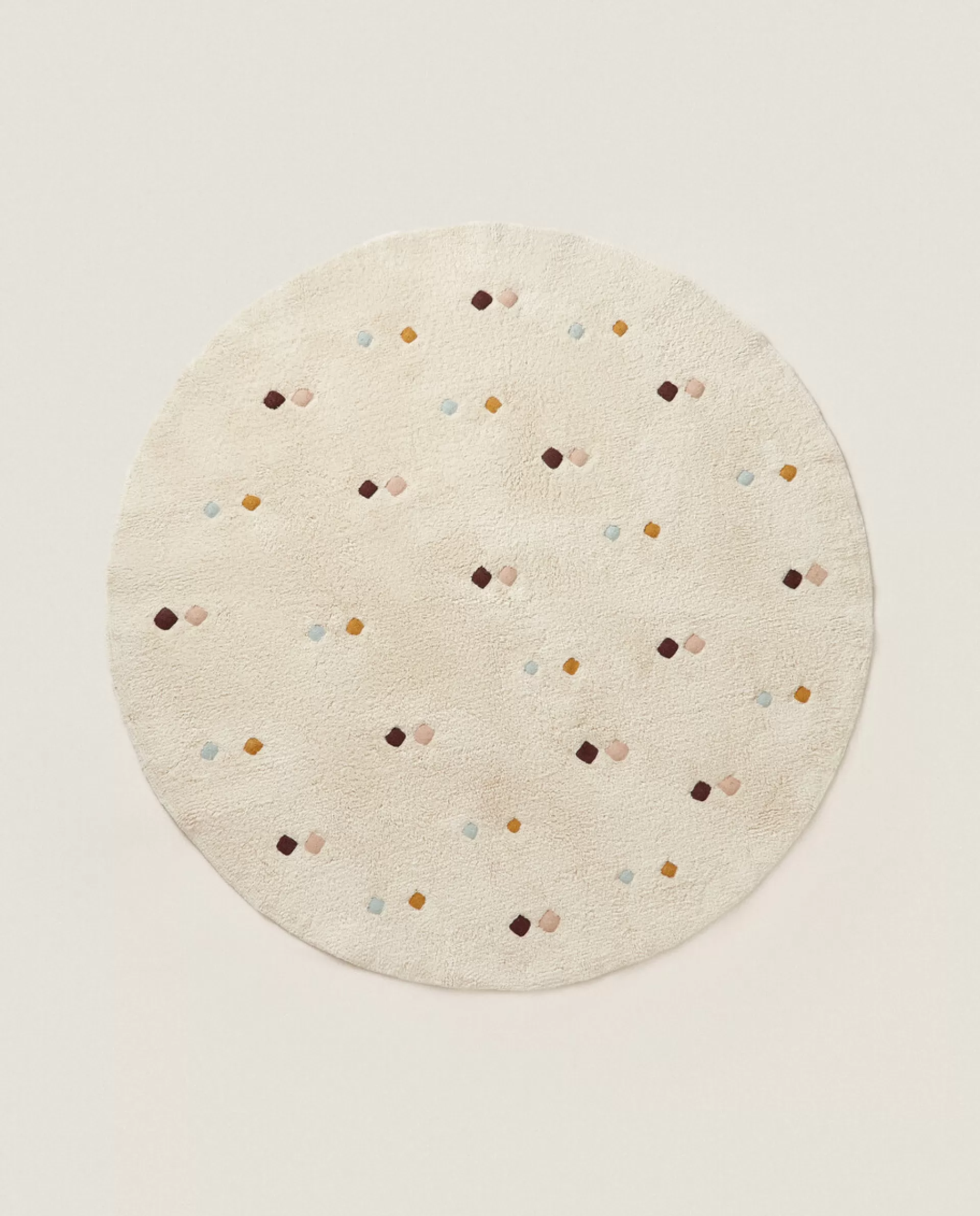 ZARA Home Multicolored Embroidered Check Rug Oyster White Store