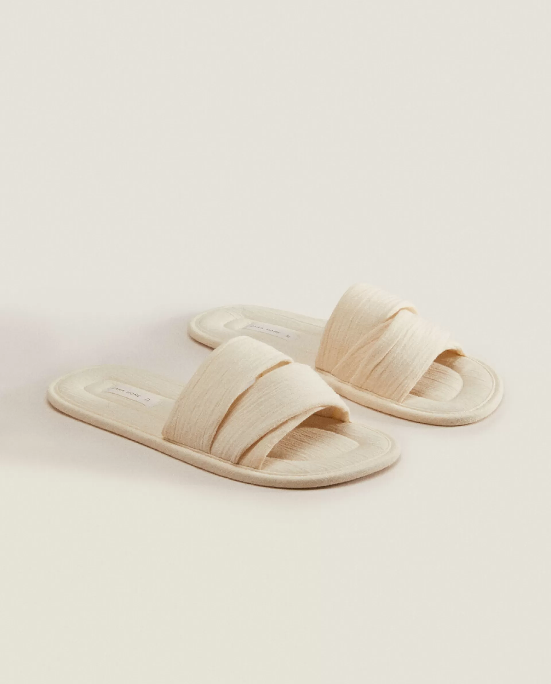 ZARA Home Muslin Open Slippers Ecru Flash Sale