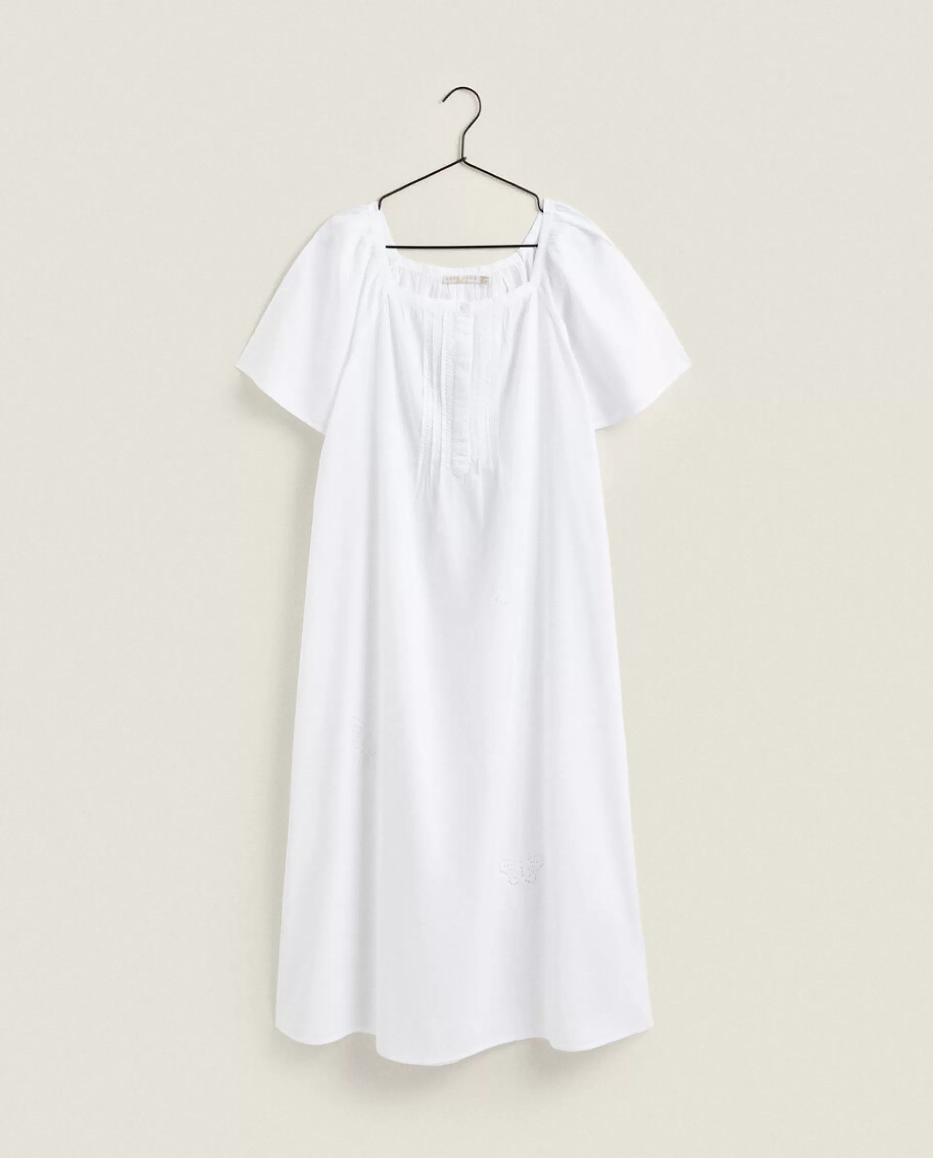 ZARA Home Nightgown With Embroidered Butterflies White Fashion