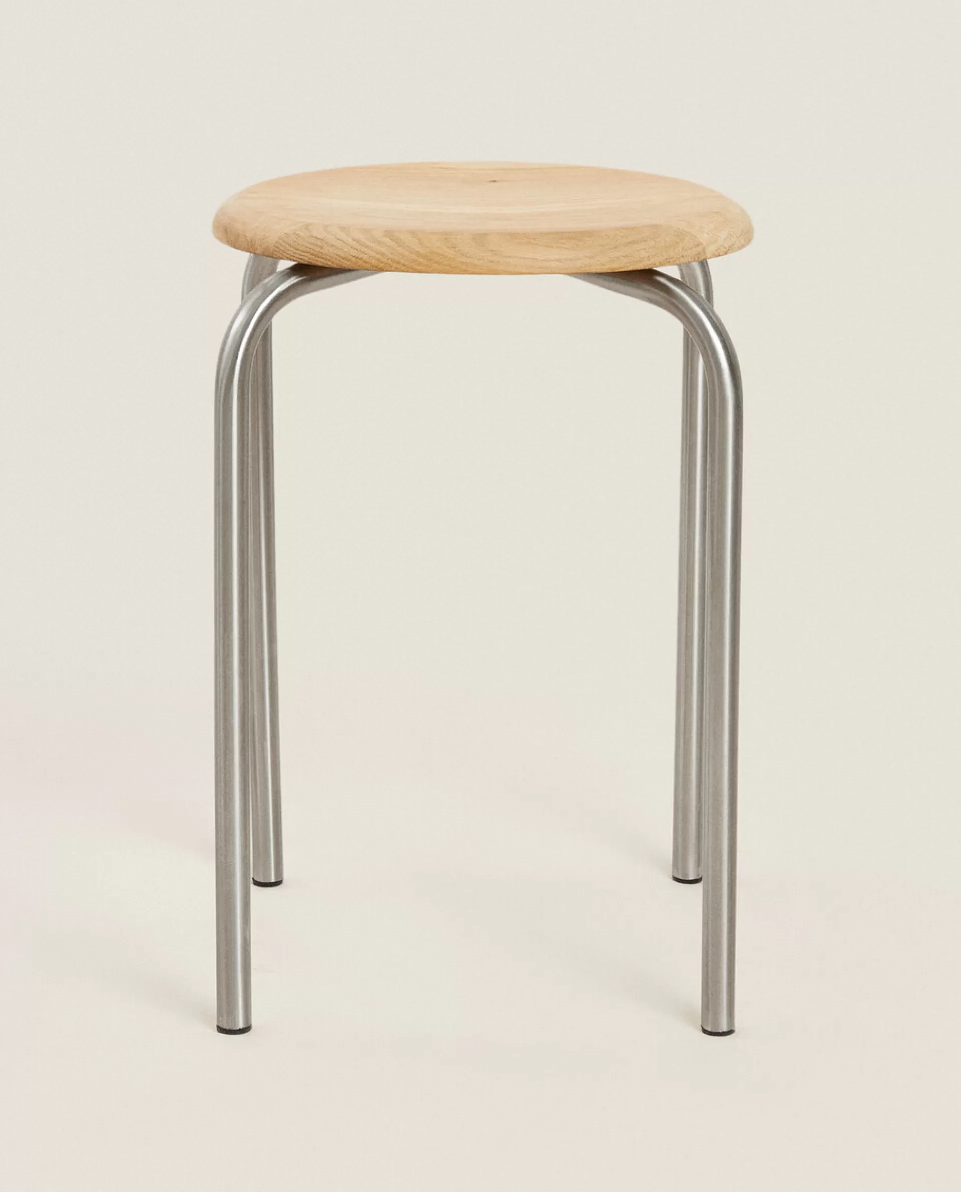 ZARA Home Oak And Steel Stool 4-851 Hot