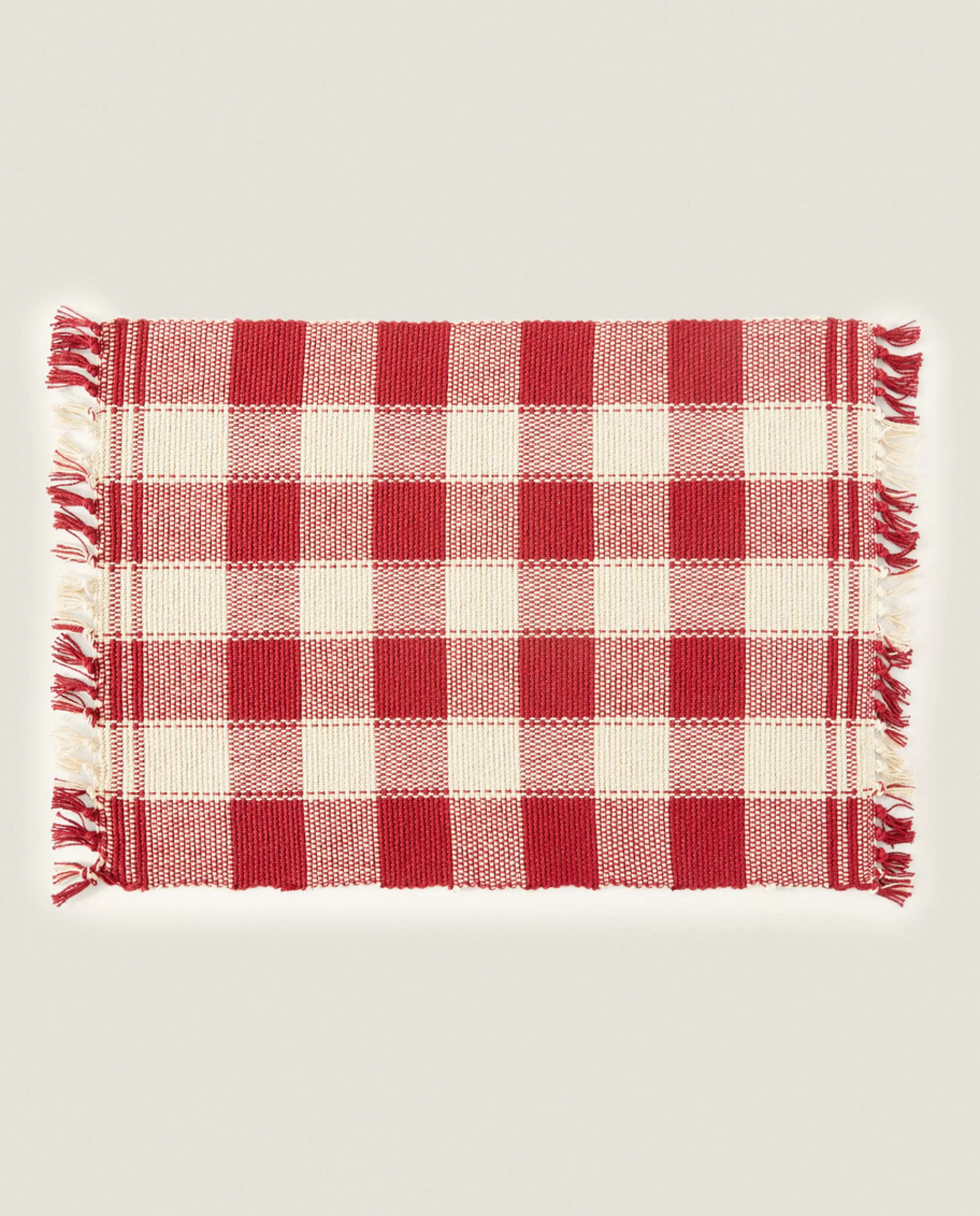 ZARA Home Pack Of Christmas Check Placemats Red New