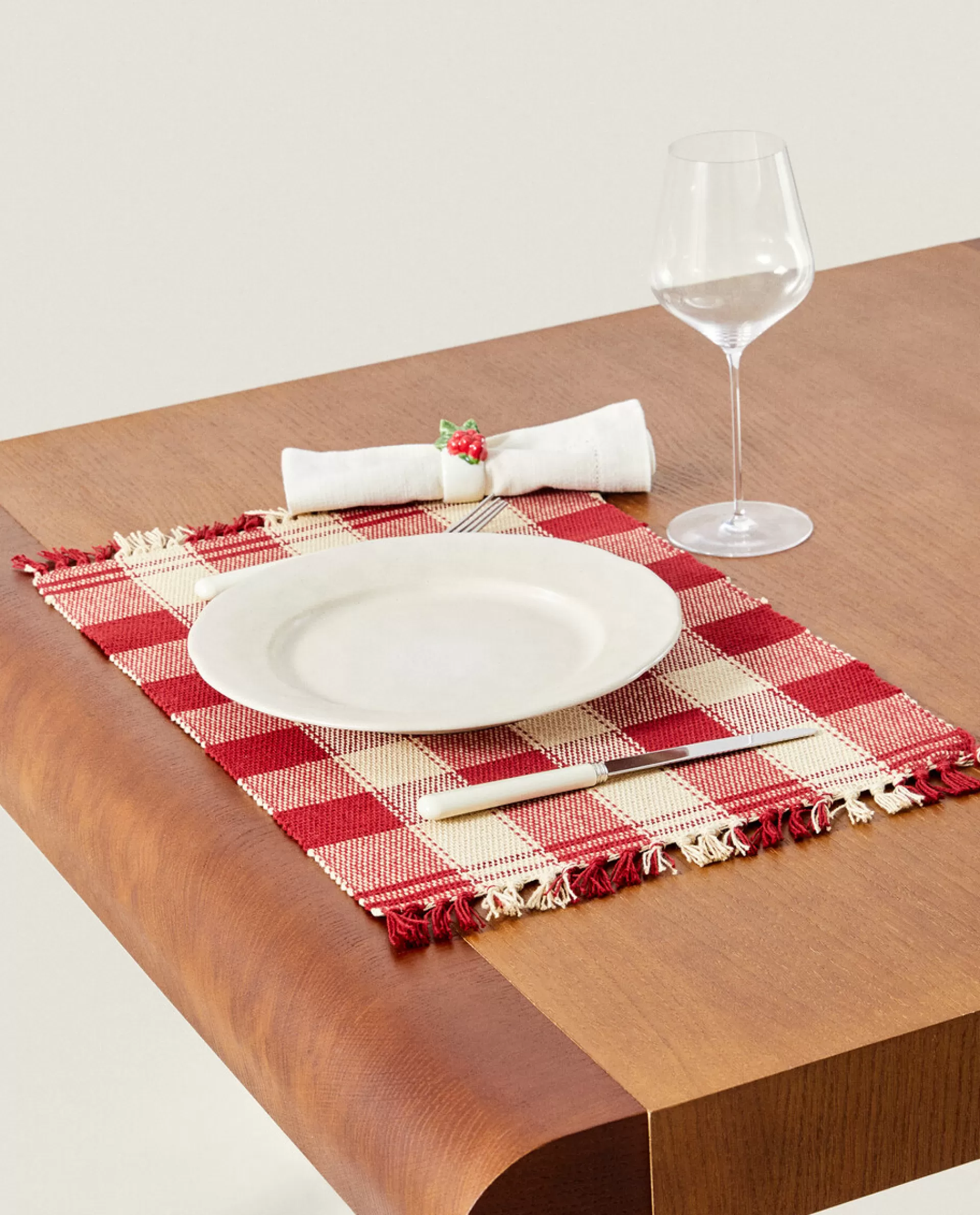 ZARA Home Pack Of Christmas Check Placemats Red New