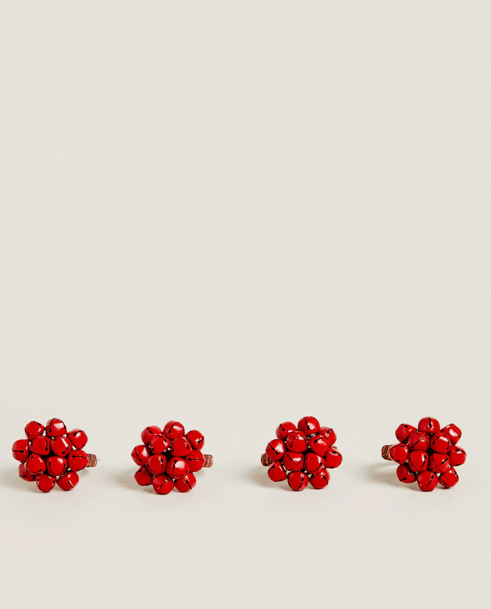 ZARA Home Pack Of Christmas Sleigh Bell Napkin Rings Red Clearance