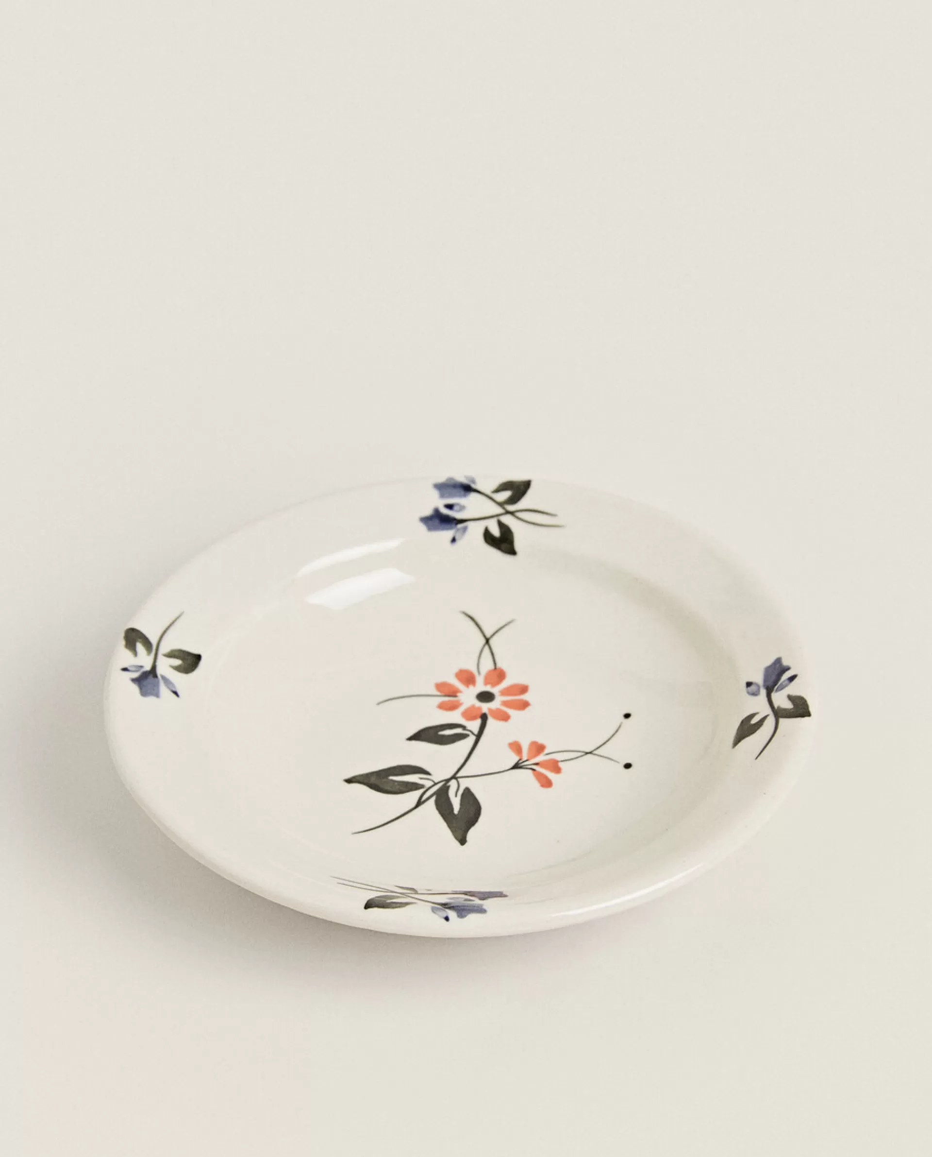 ZARA Home Painted Flower Soup Plate Beige Store
