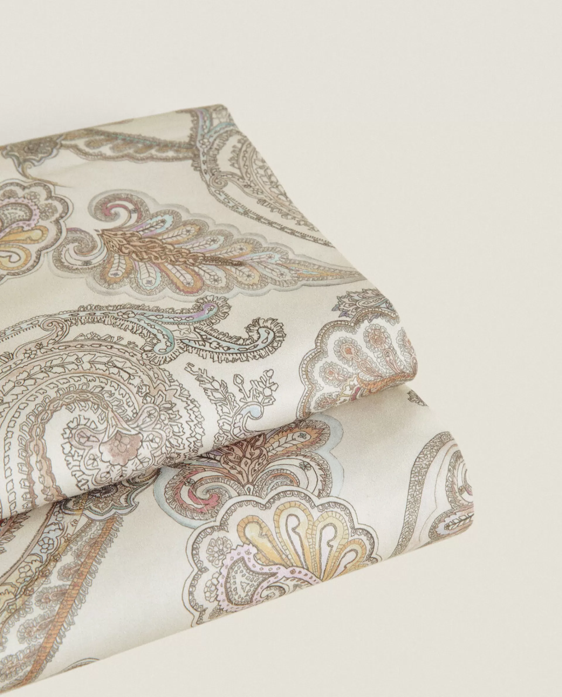 ZARA Home Paisley-Print Flat Sheet Oyster White Store