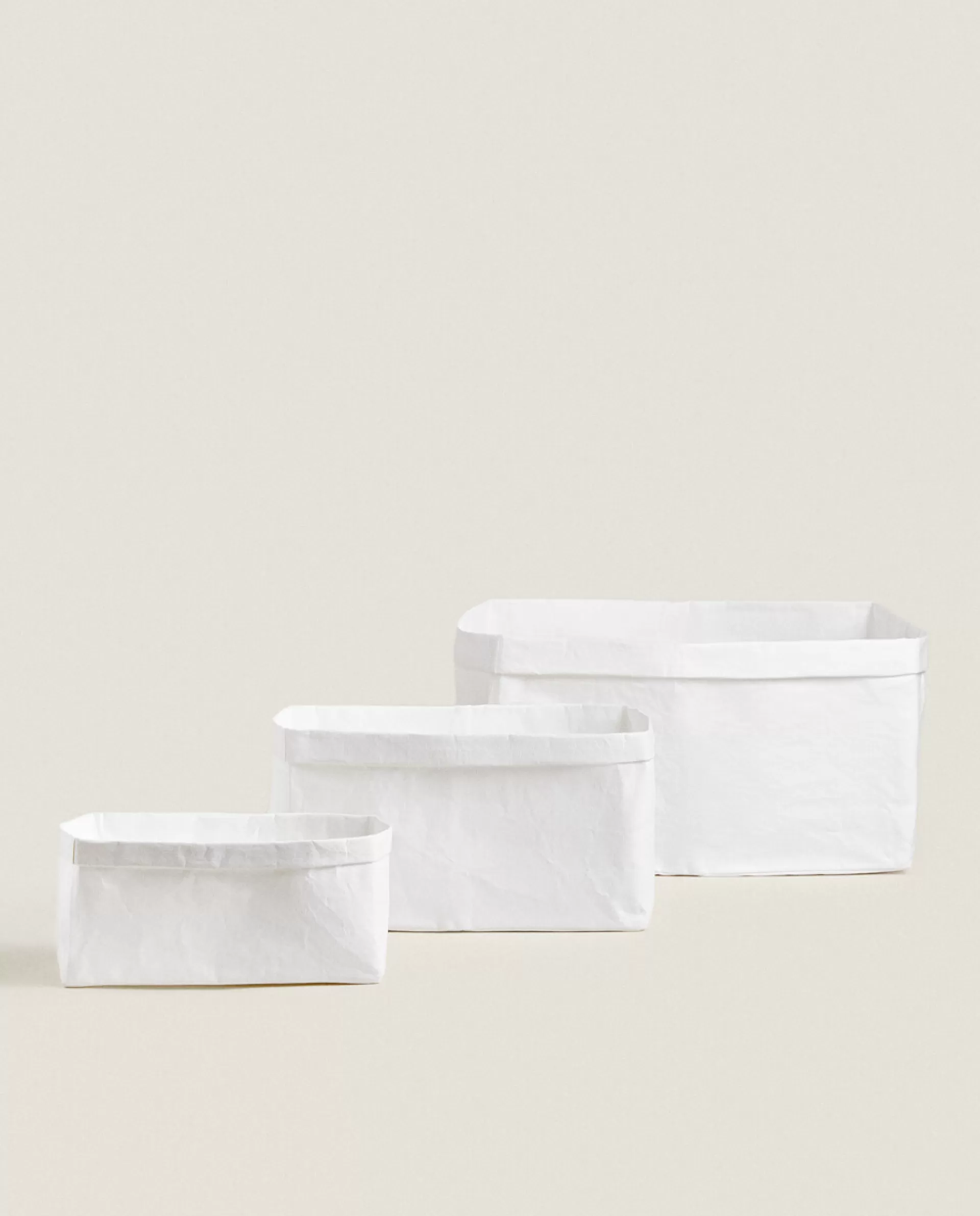 ZARA Home Paper-Design Organizer Basket White Flash Sale
