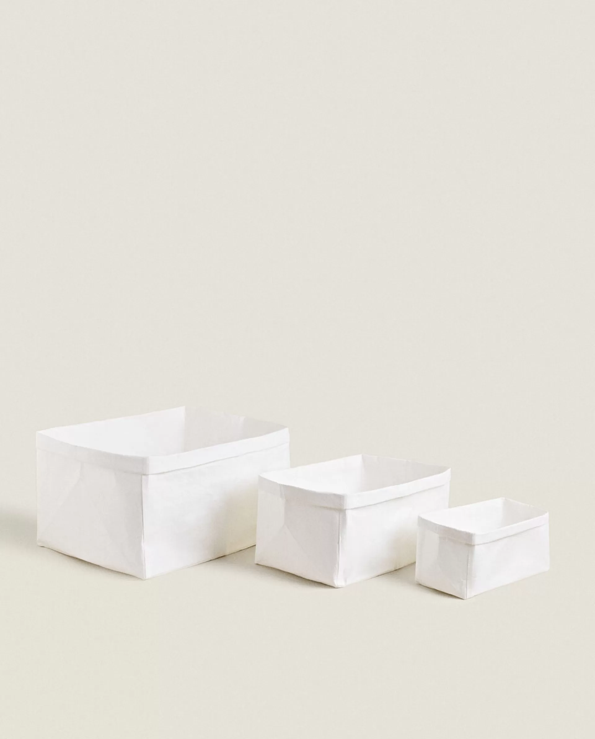 ZARA Home Paper-Design Organizer Basket White Flash Sale