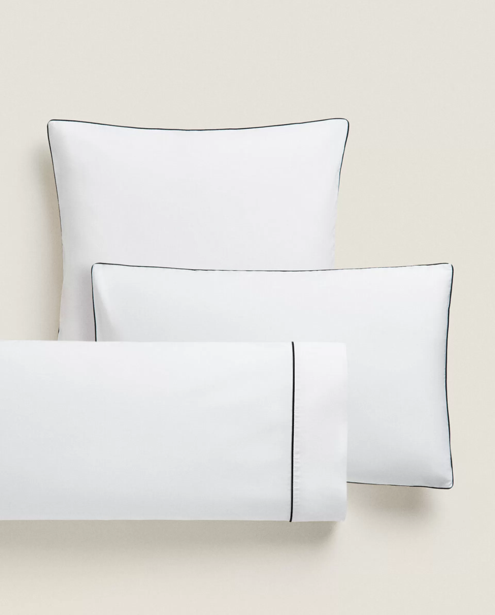ZARA Home Pillowcase With Colored Piping Detail Black Online