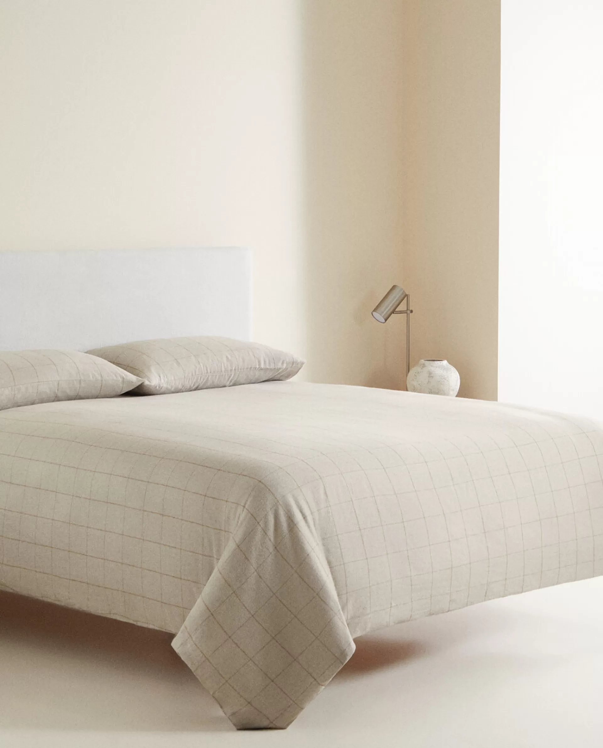 ZARA Home Plaid Flannel Duvet Cover Sand Best