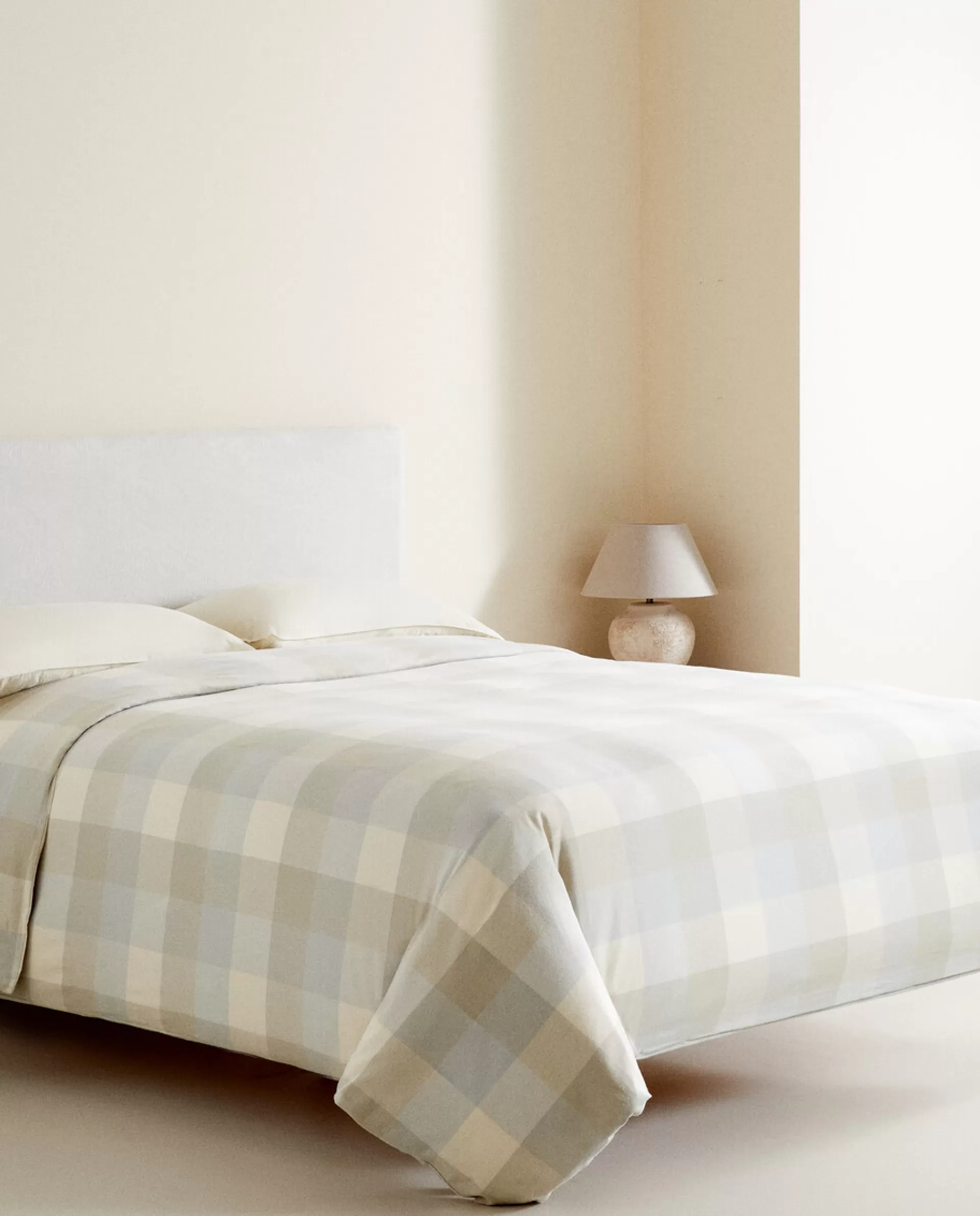 ZARA Home Plaid Flannel Duvet Cover Grey Cheap