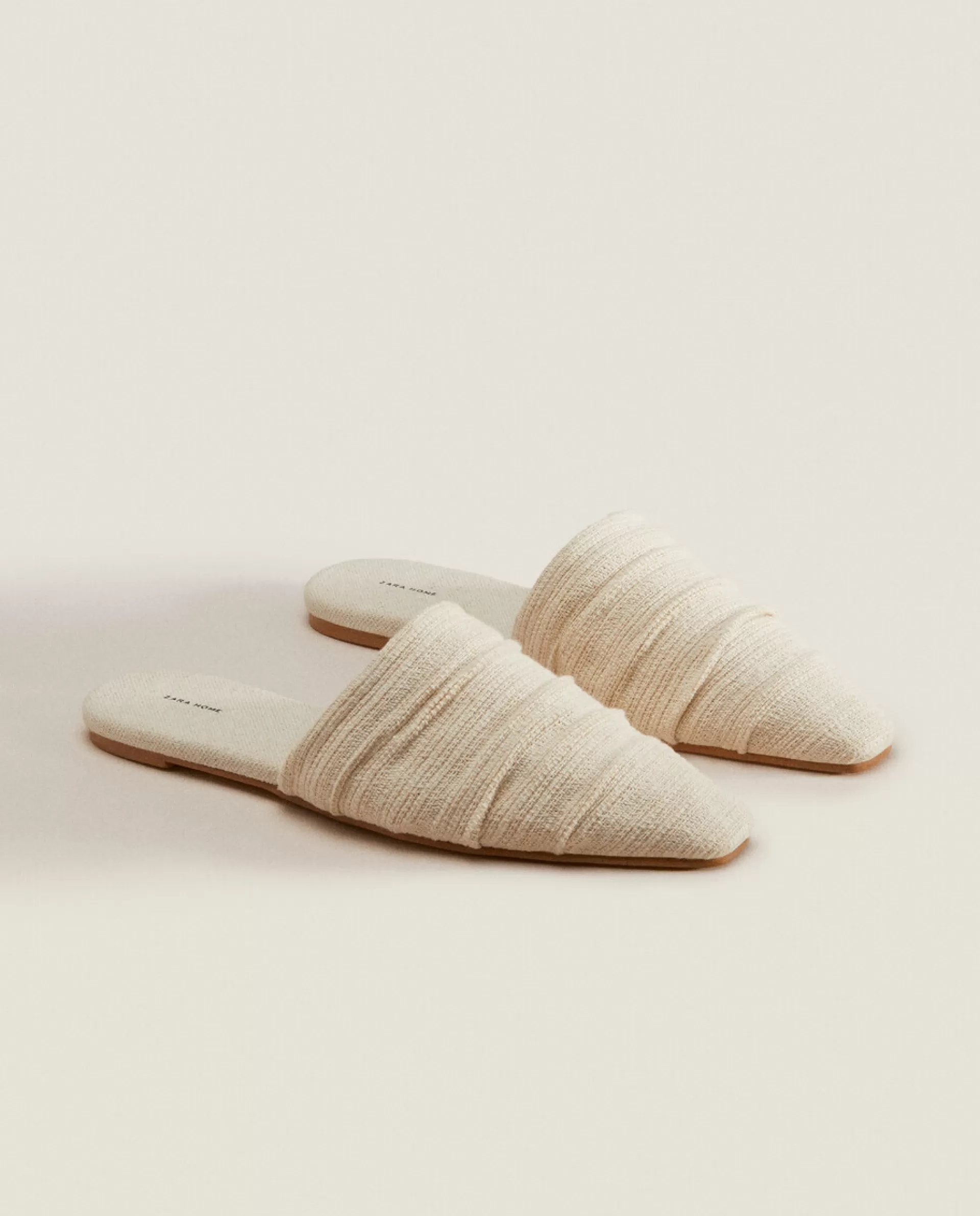ZARA Home Pleated Mules Ecru Discount