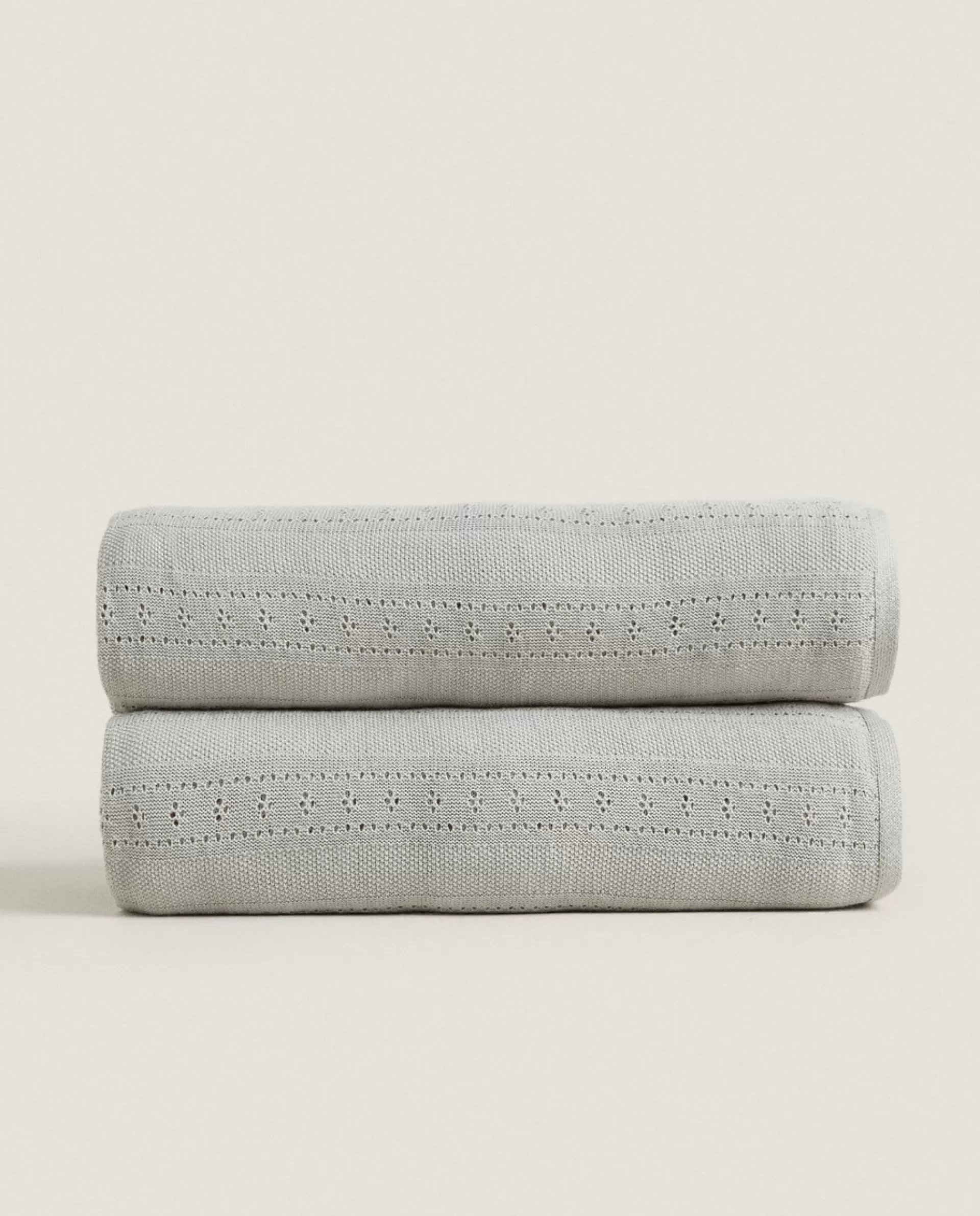 ZARA Home Pointelle Cotton Blanket Grey Best