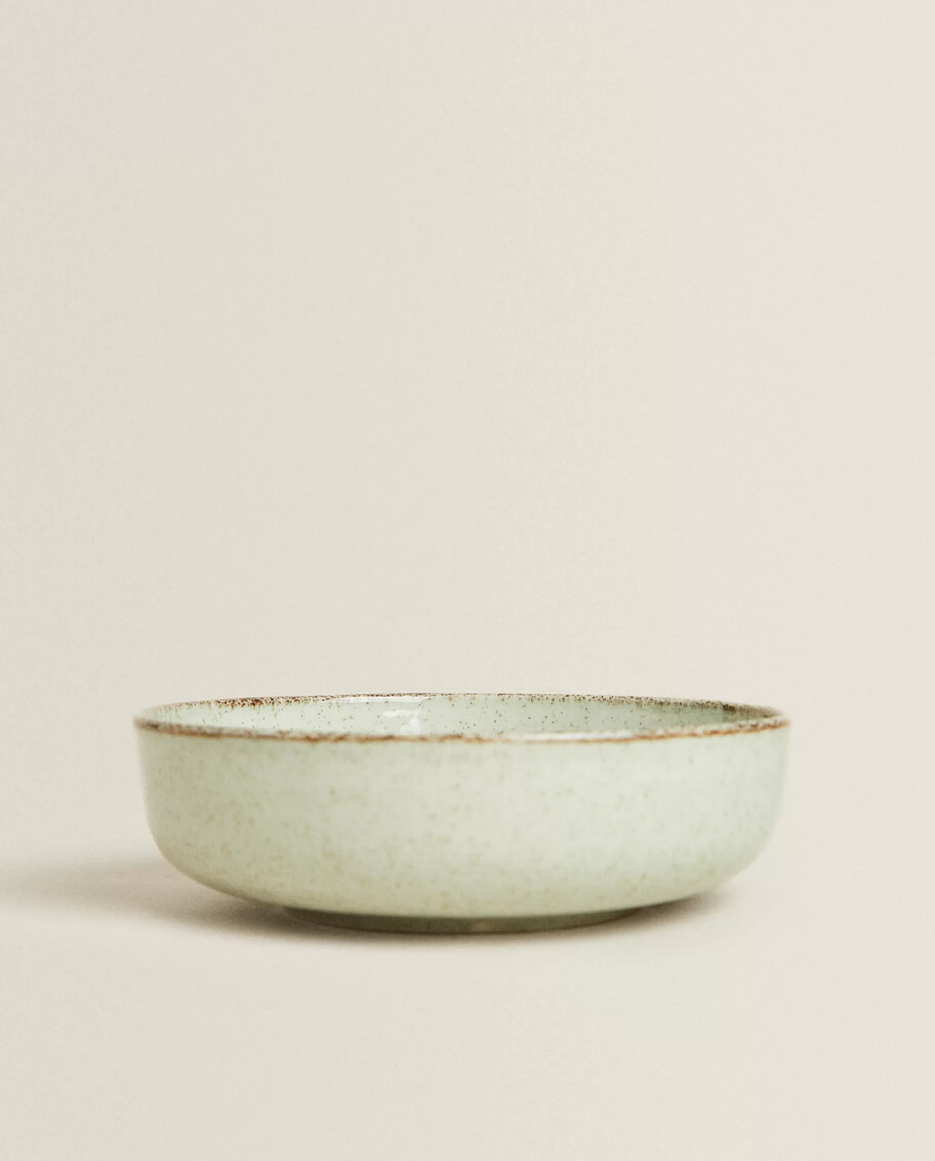 ZARA Home Porcelain Bowl With Antique Finish Rim Green Hot