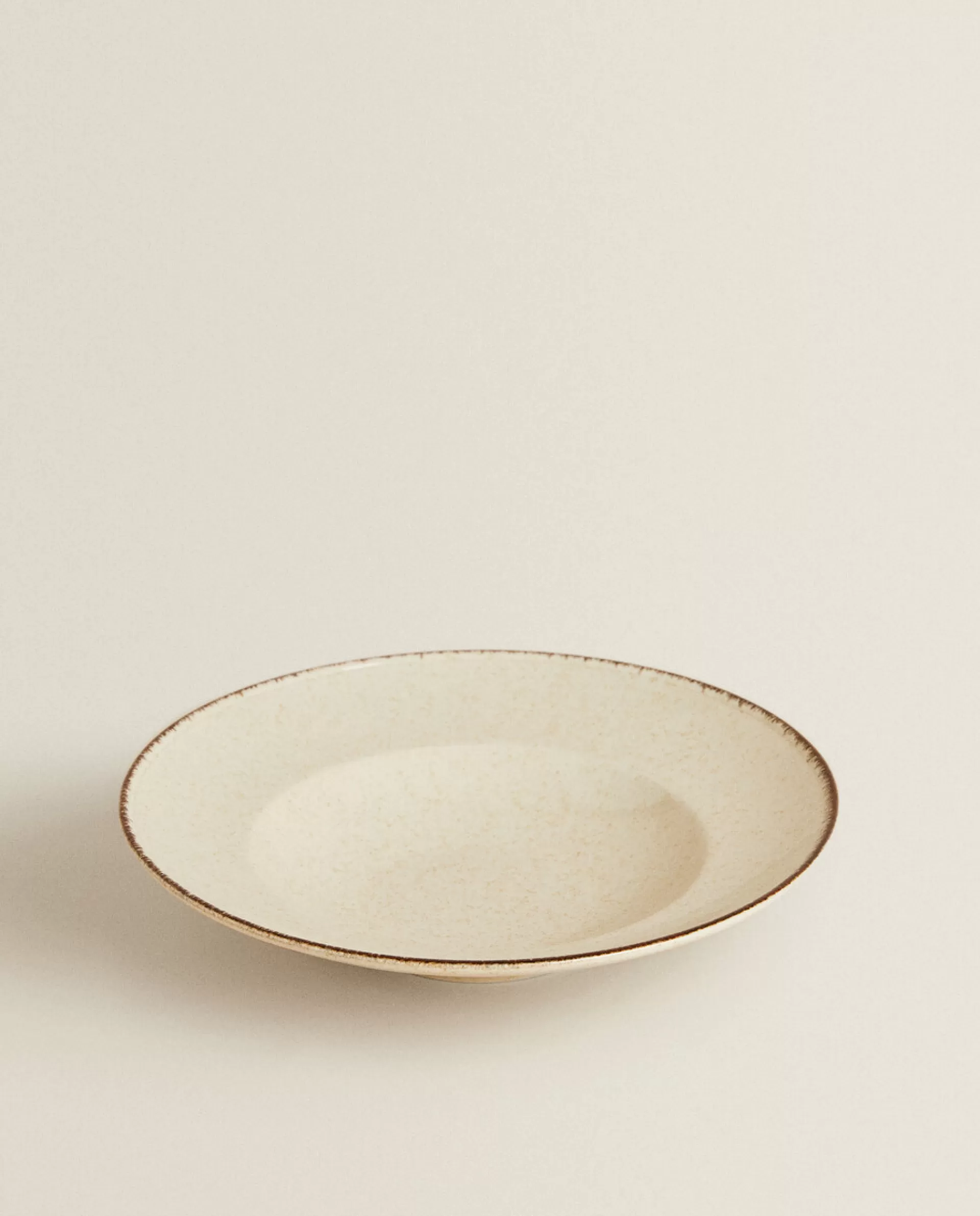ZARA Home Porcelain Pasta Plate With Antique Finish Rim Ecru Store