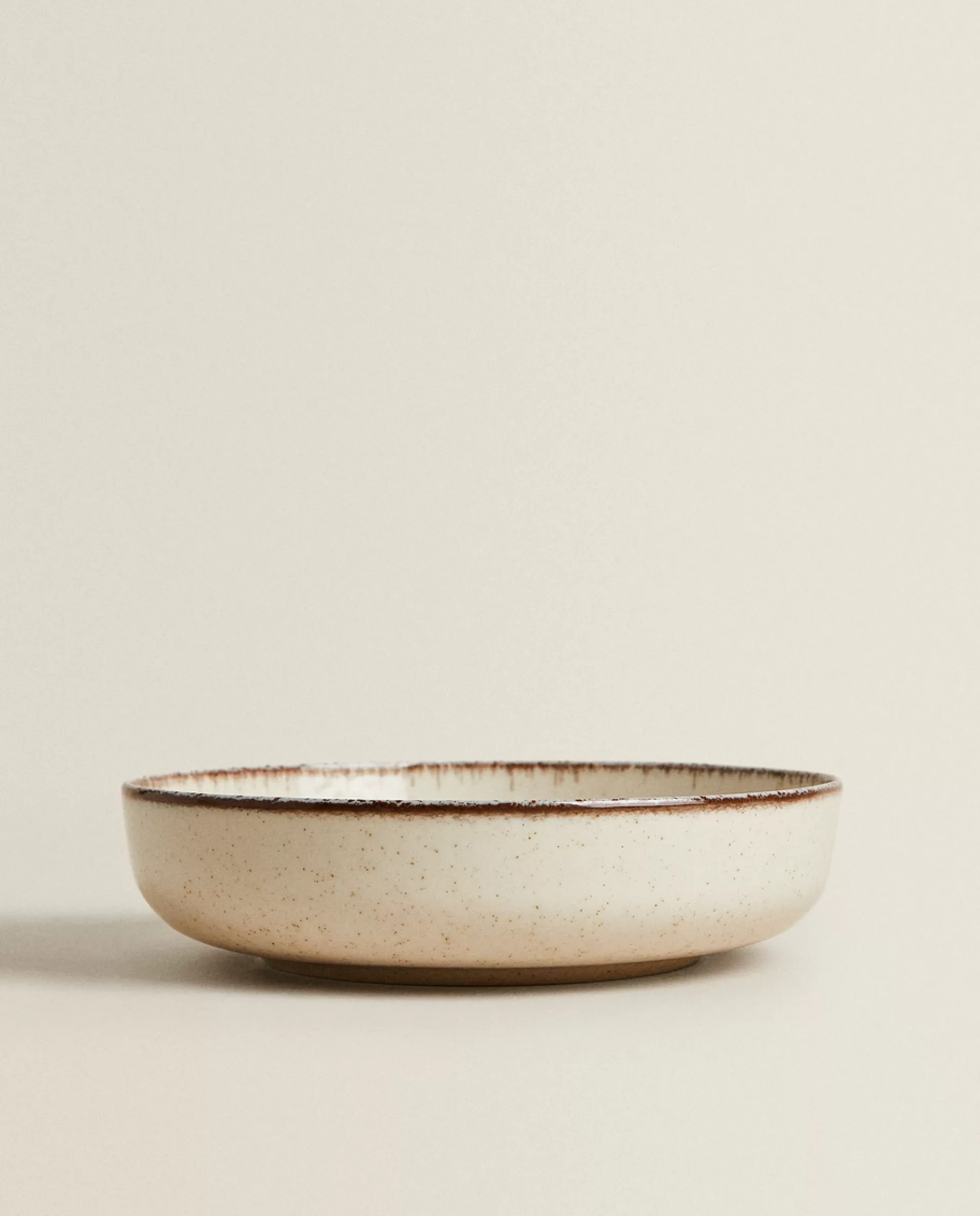 ZARA Home Porcelain Soup Plate With Antique Finish Rim Ecru New