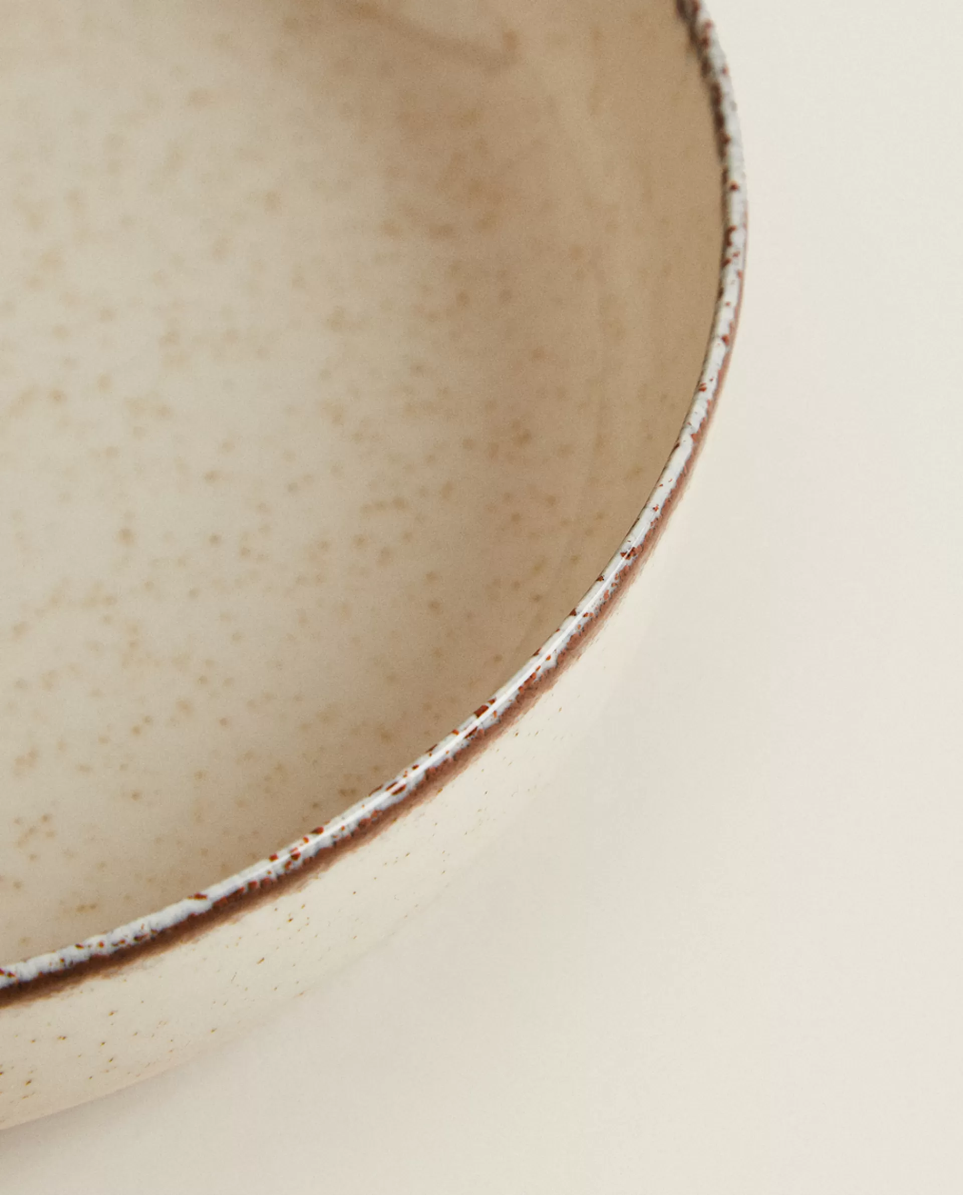 ZARA Home Porcelain Soup Plate With Antique Finish Rim Ecru New