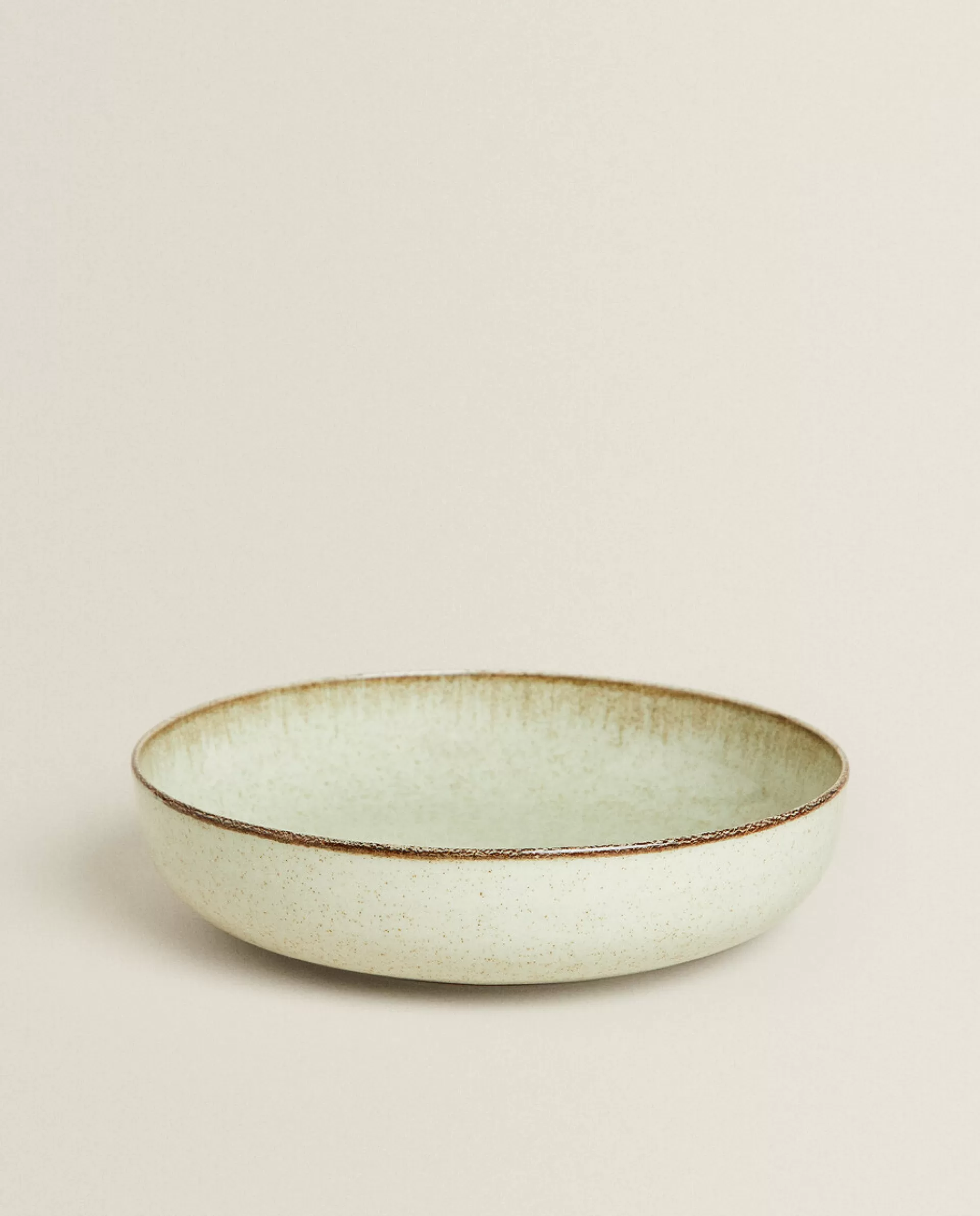 ZARA Home Porcelain Soup Plate With Antique Finish Rim Green Best