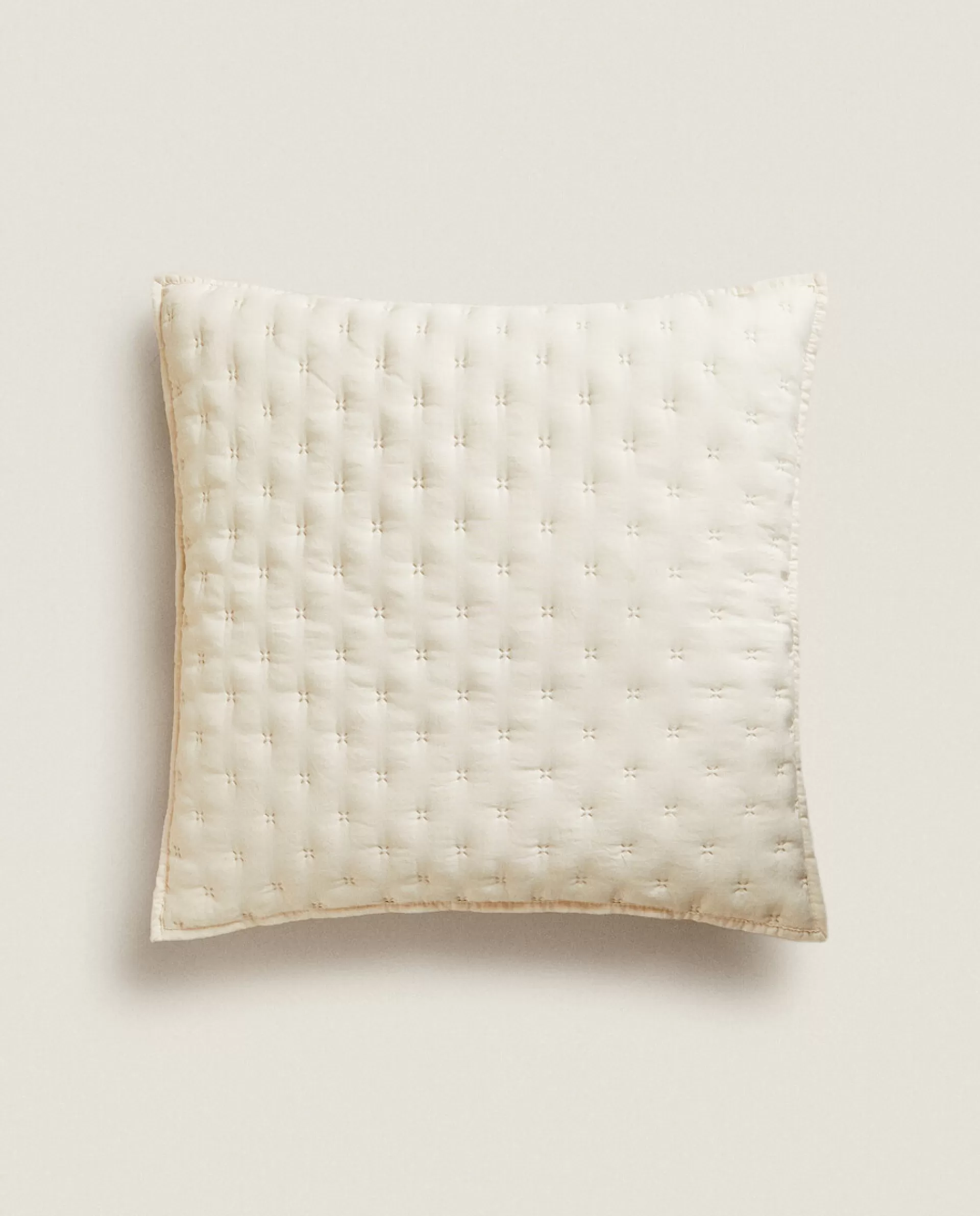 ZARA Home Quilted Dotted Throw Pillow Cover Cream Clearance