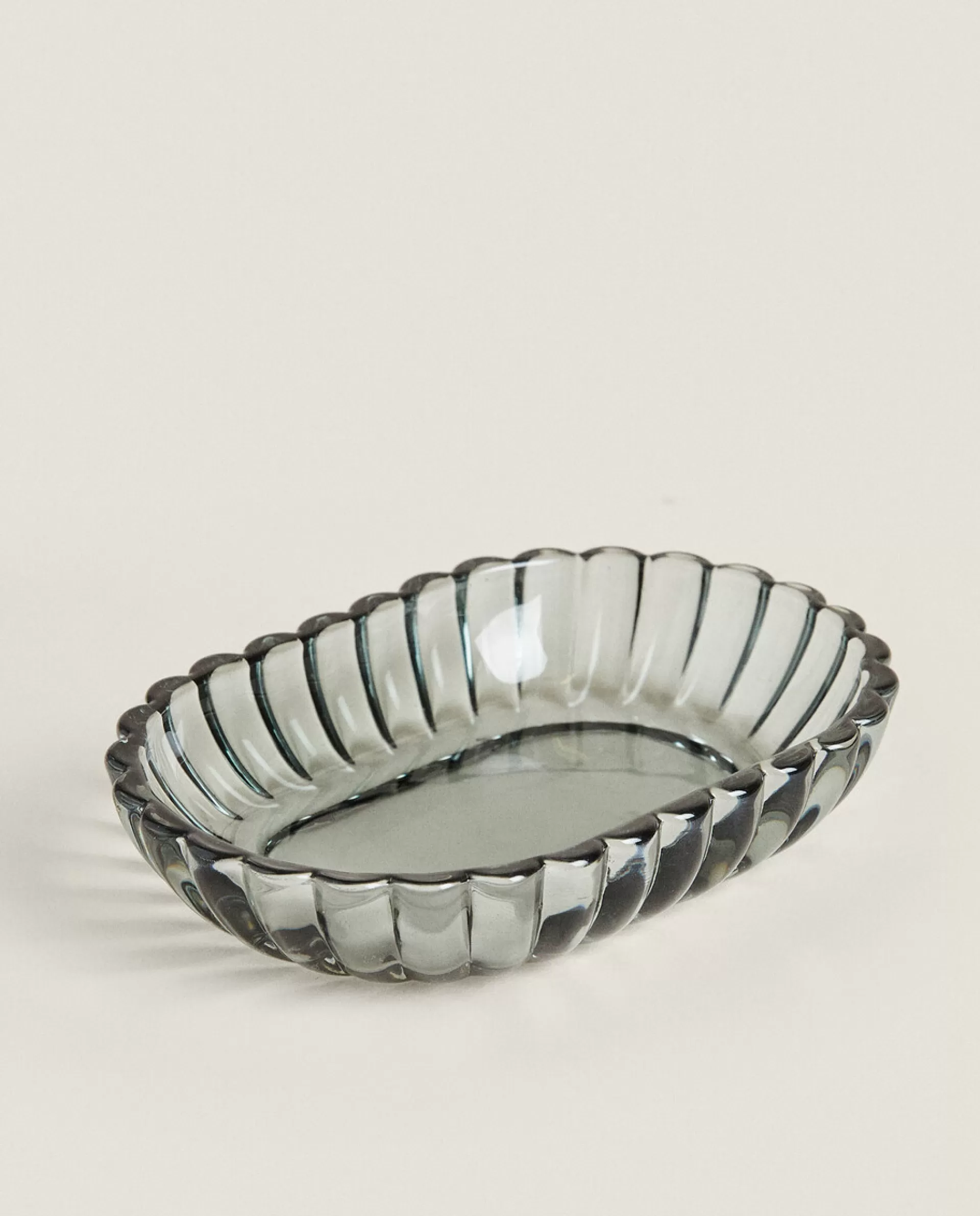 ZARA Home Raised Design Glass Soap Dish Grey Hot