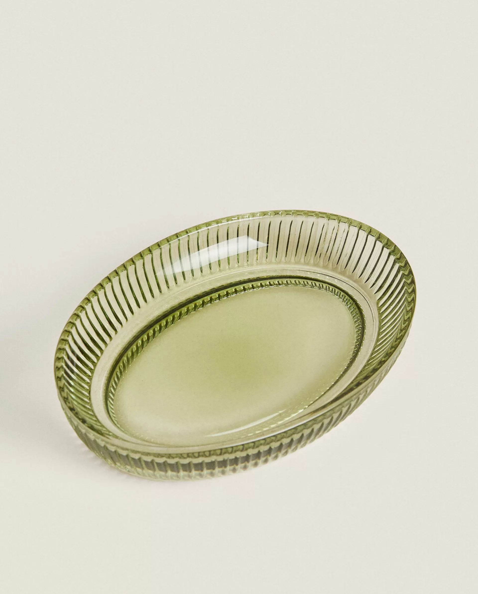 ZARA Home Raised Design Glass Soap Dish Green Fashion