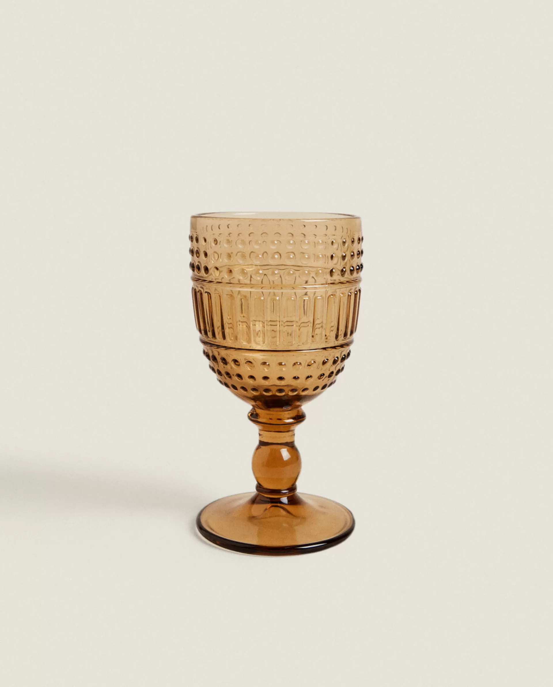 ZARA Home Raised Design Wine Glass Brown Discount
