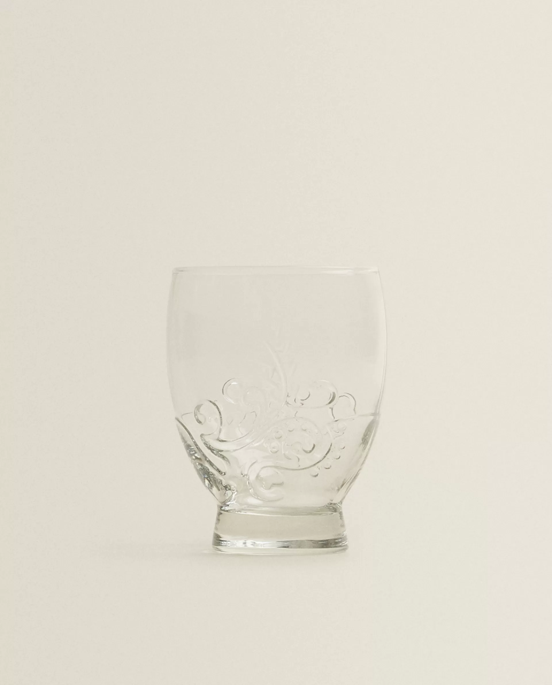 ZARA Home Raised Floral Design Glass Tumbler Transparent Fashion