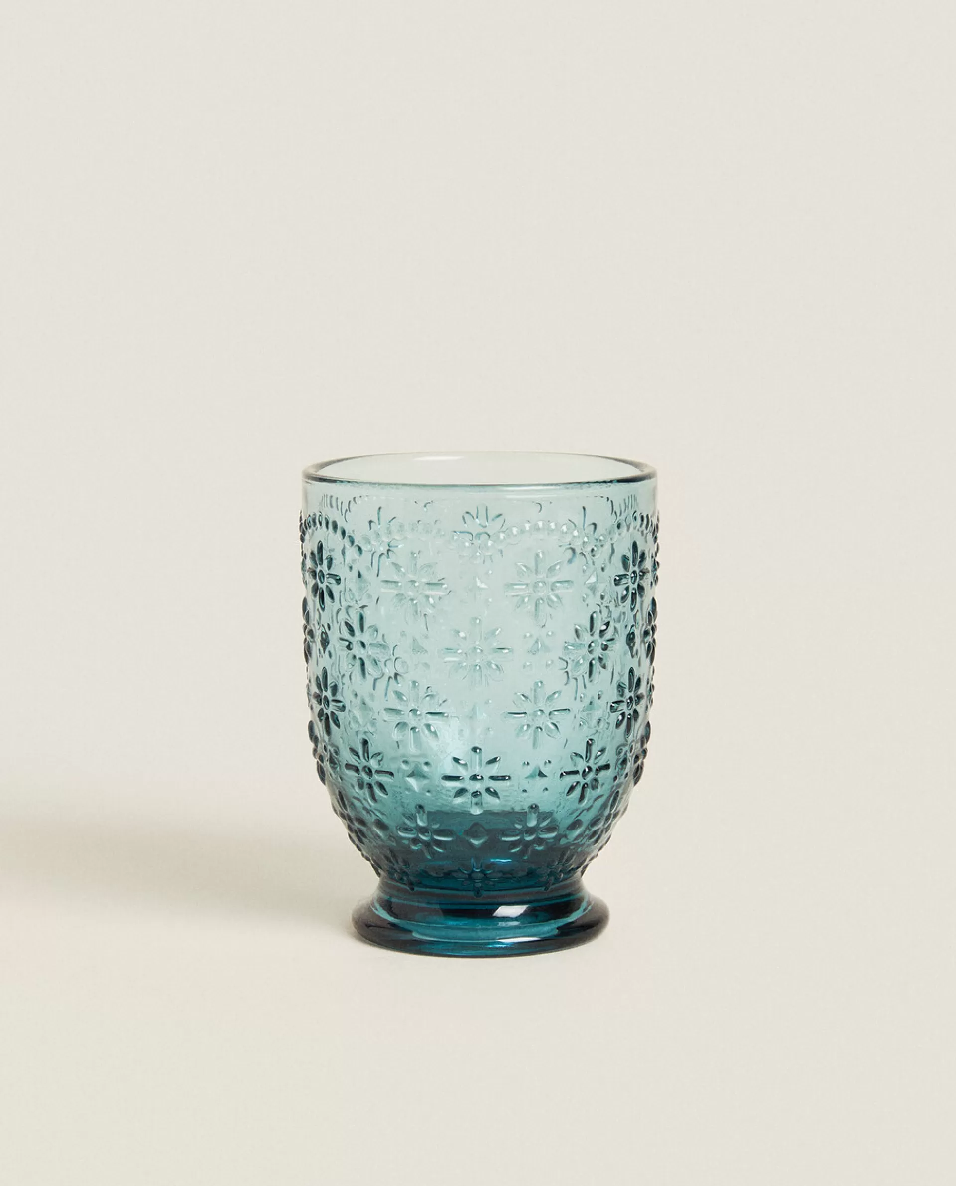 ZARA Home Raised Floral Design Glass Tumbler Blue Online